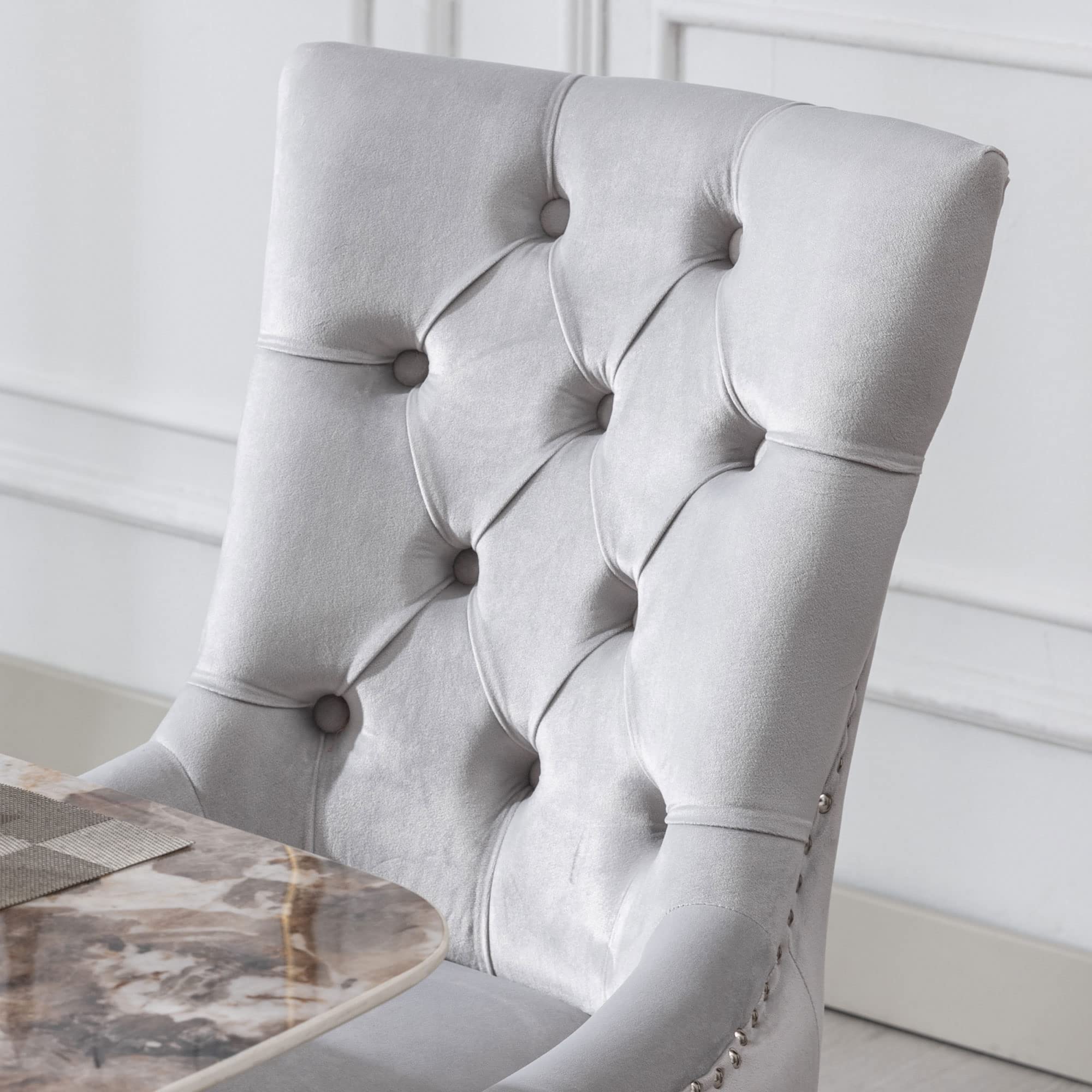 Kmax Tufted Velvet Kitchen Chairs Set of 2 - 8338DC