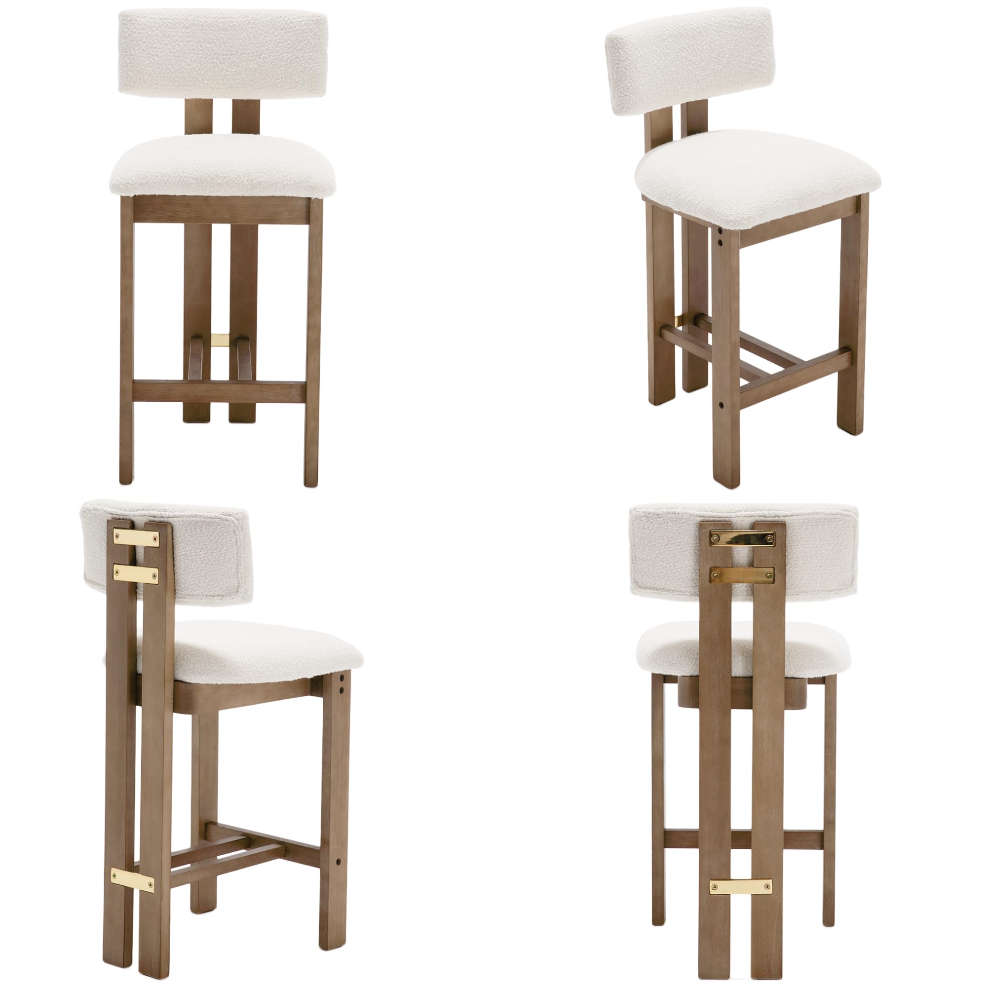 Two stools near a white bar