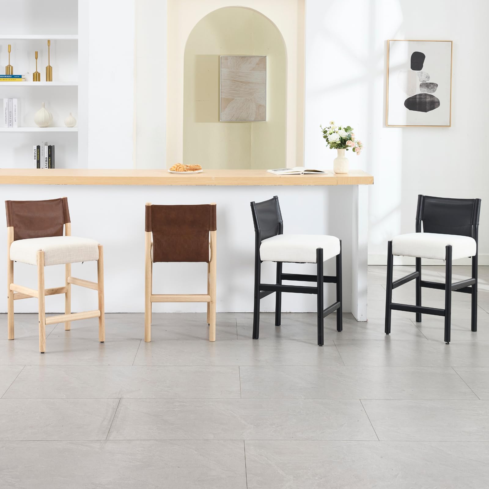 ROCITY 26" PU Leather Back Counter Height Bar Stools Set of 2- 5821CS