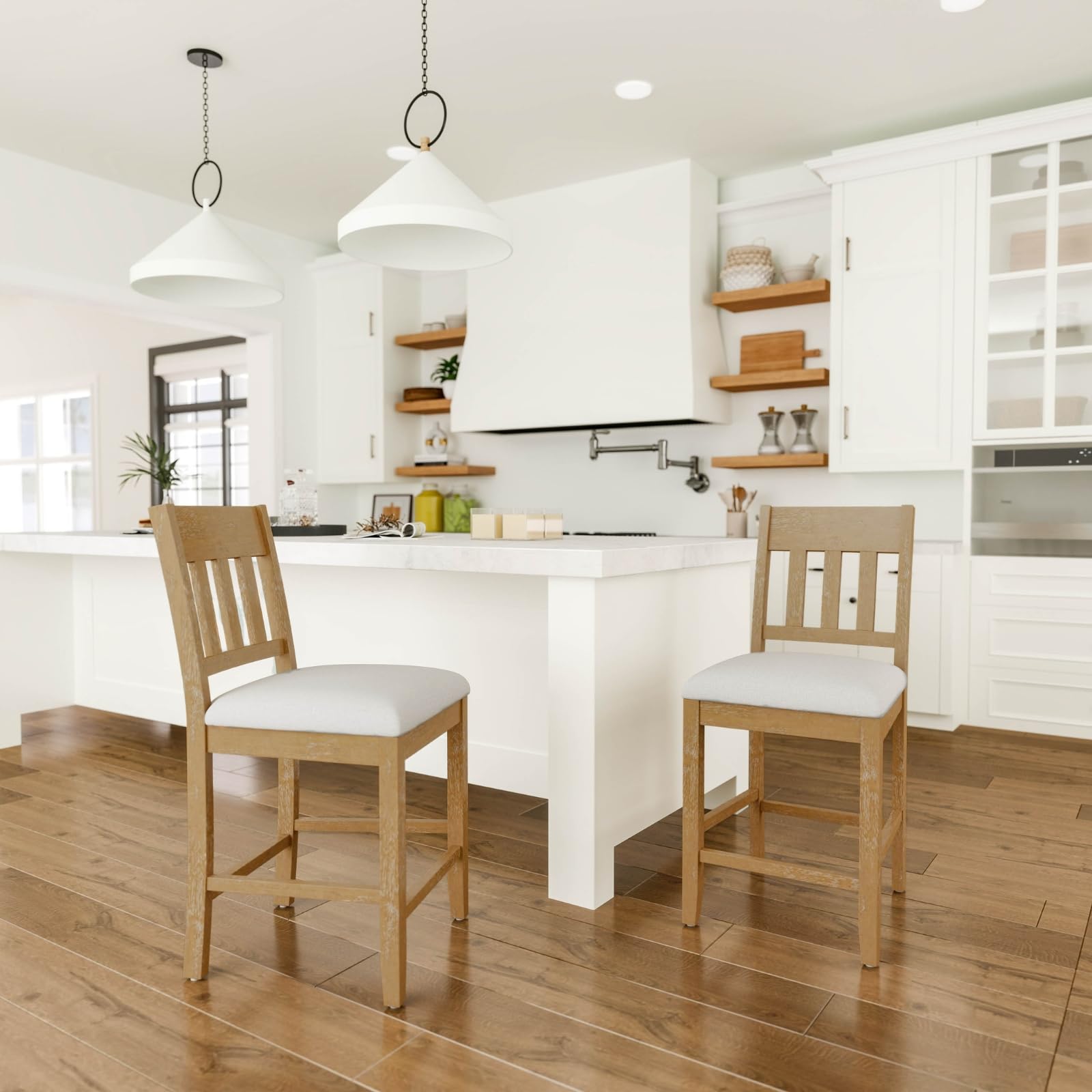 Janoray 25”H Wood Armless Counter Stools Set of 2 - 2108CS