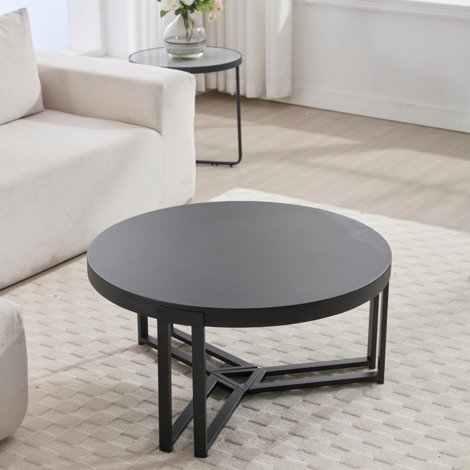 ROCITY 31.5'' Round Natural Wooden Small Circle Coffee Table - 22743
