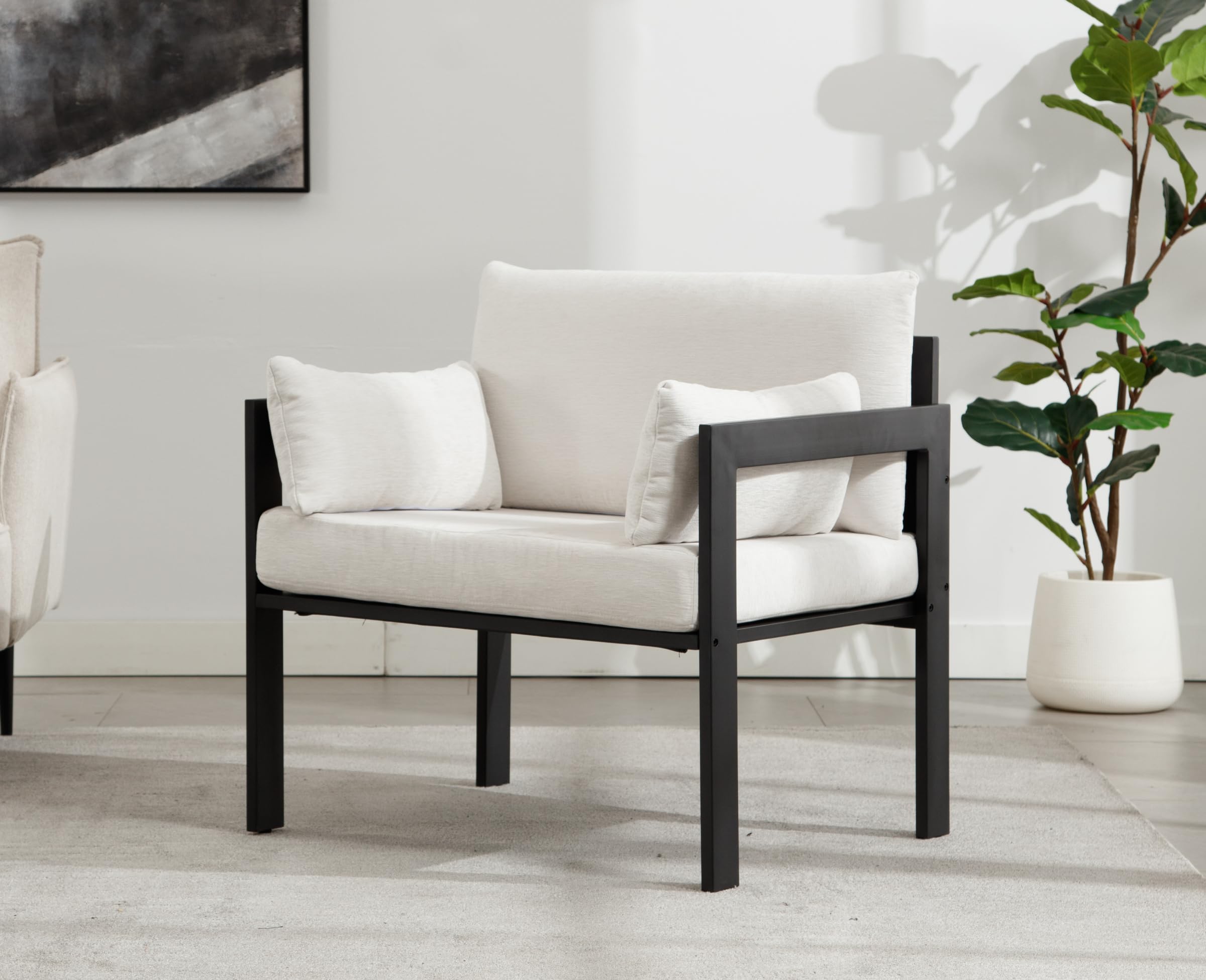 EALSON Modern Fabric White Sofa 1 PCS - 2010SF