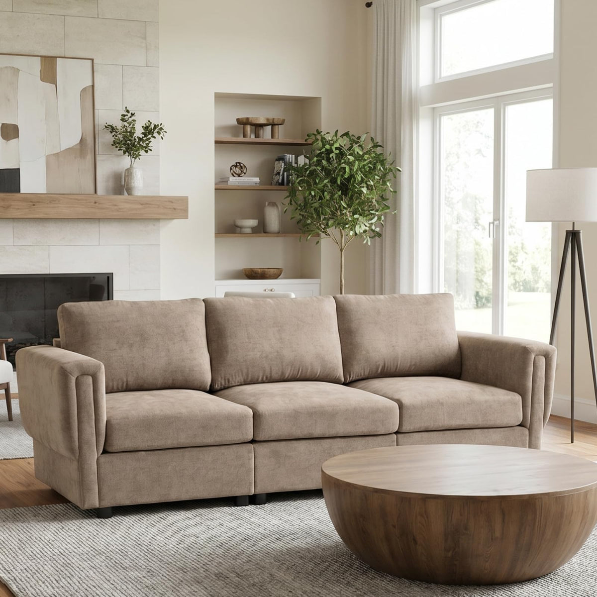 88" Modern Chenille 3-Seater Modular Sofa