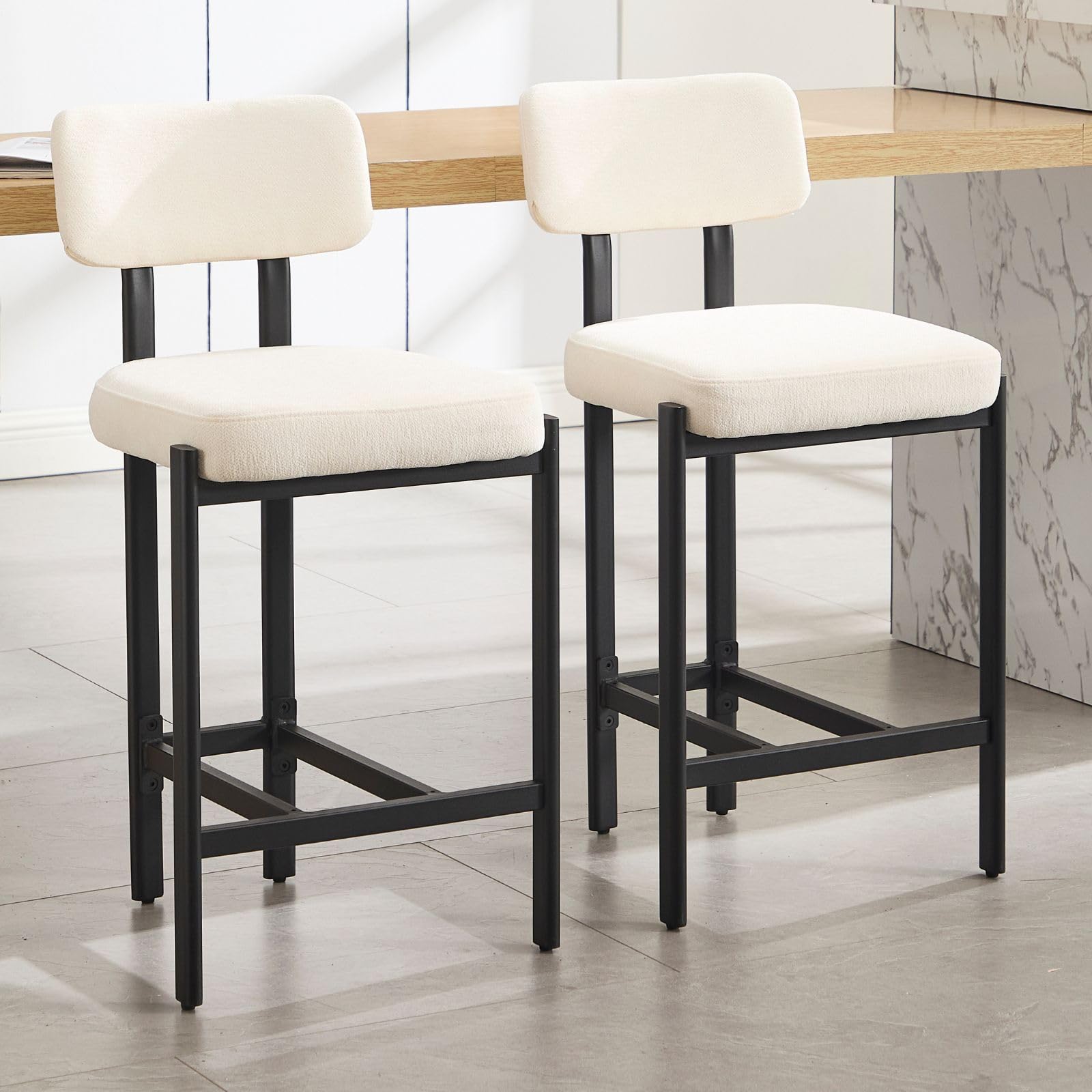 VESCASA 26"H Leather Counter Stools stools  Set of 2 - 24807CS