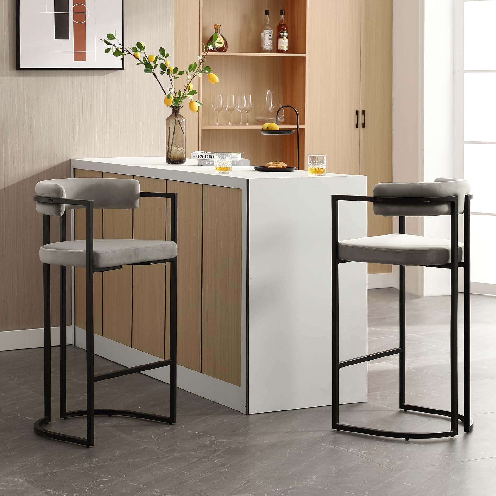 ROCITY 26"H Black Legs Counter Stools Set of 2 - X323CS