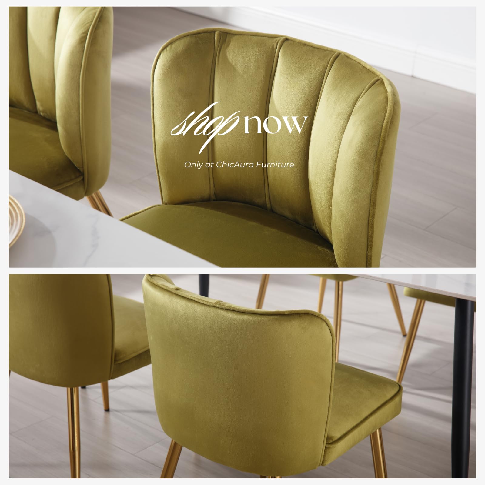 ZH4YOU Modern Velvet Fabric Dining Chairs Set of 2 - 1736
