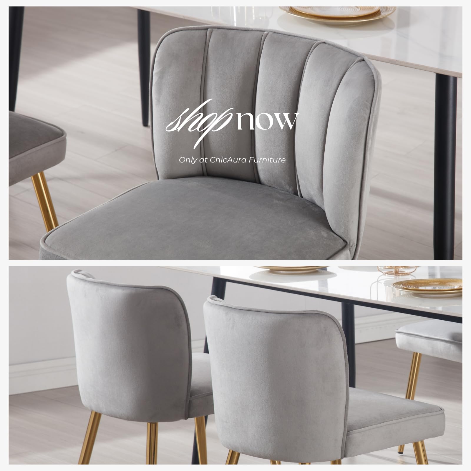 ZH4YOU Modern Velvet Fabric Dining Chairs Set of 2 - 1736