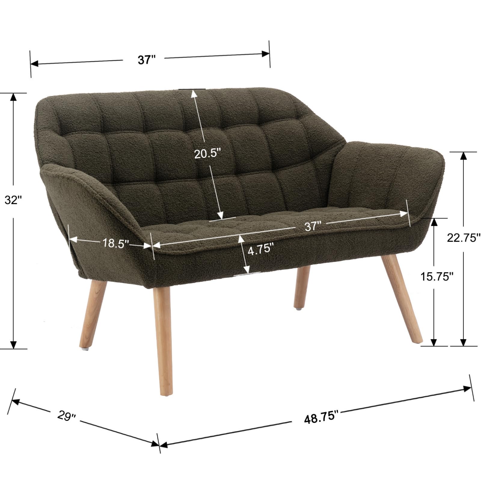 ROCITY 48" Modern Velvet Small Loveseat Sofa - 8904AC
