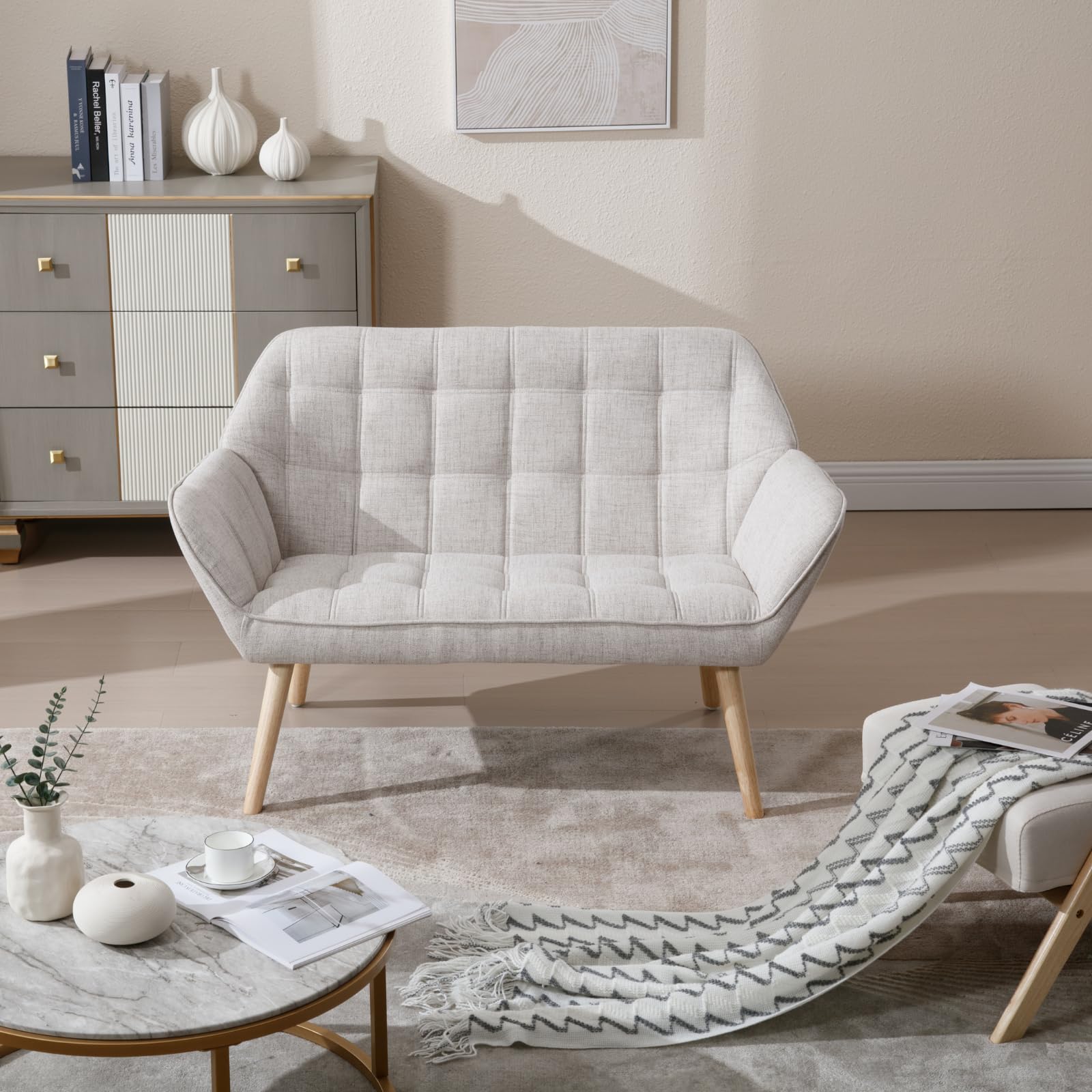 ROCITY 48" Modern Velvet Small Loveseat Sofa - 8904AC