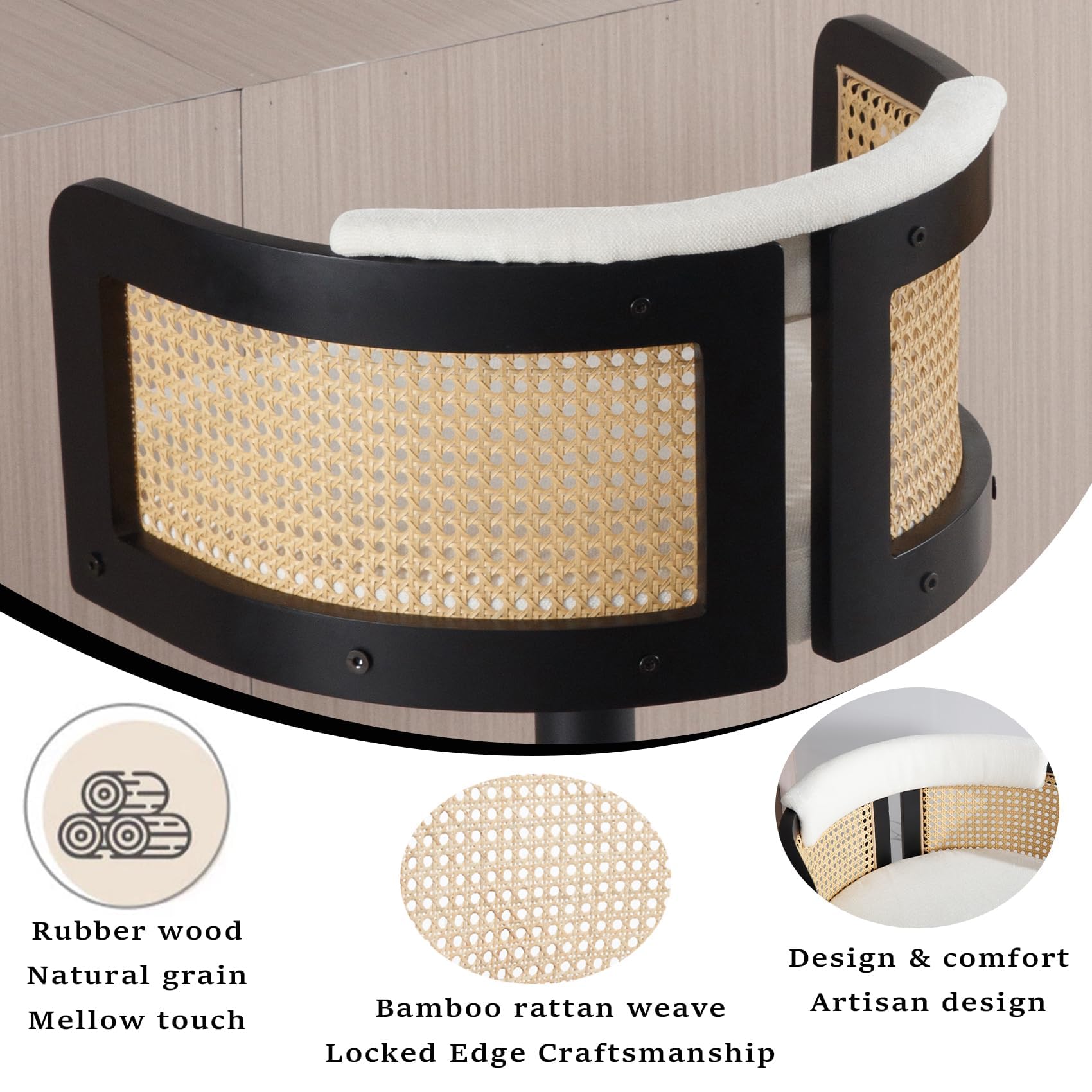 ZH4YOU Modern Upholstered Swivel Bar Stools Set of 2 - 6088AB