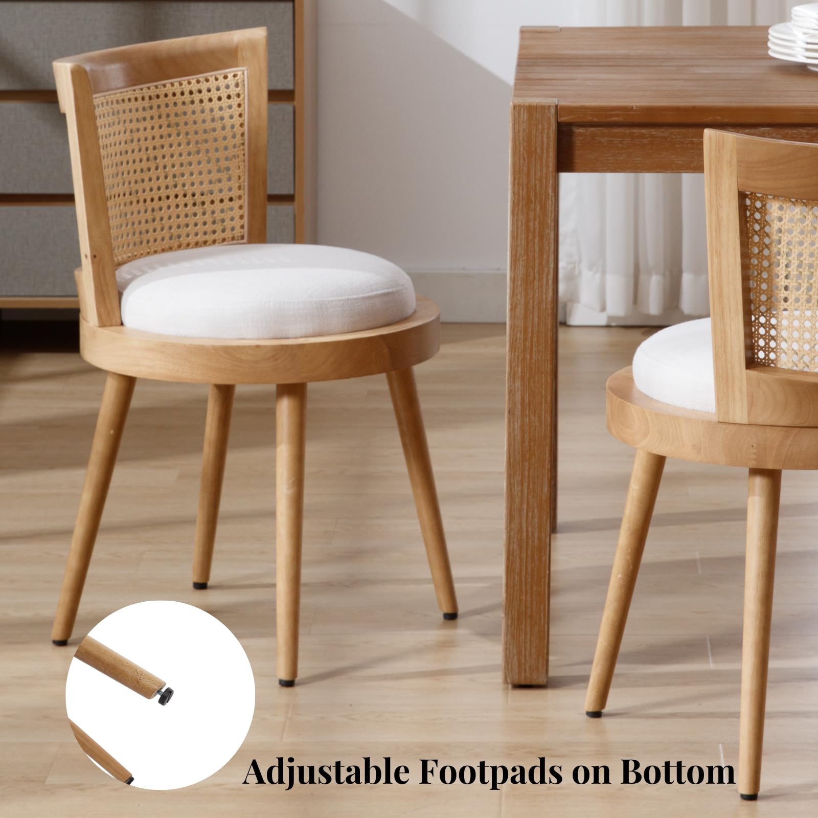 Kmax Linen Rattan Dining Chairs Set of 2 - 10042DC