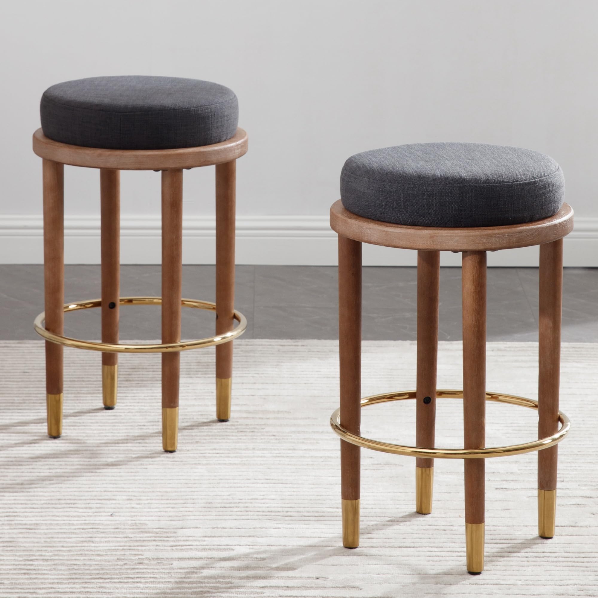Two stools on a striped rug