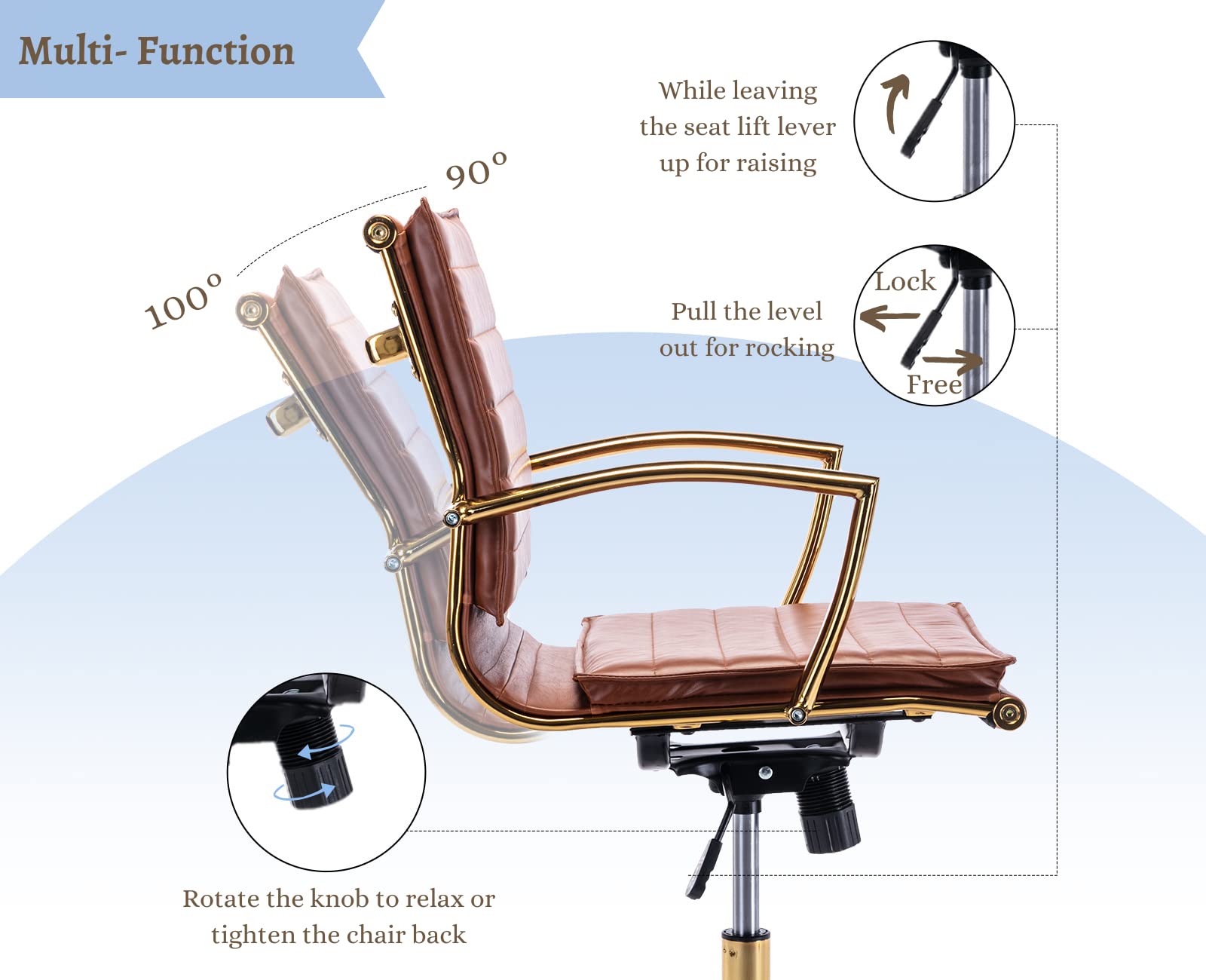 EALSON Modern Leather Office Chair with Wheels 1 PCS - X416OC