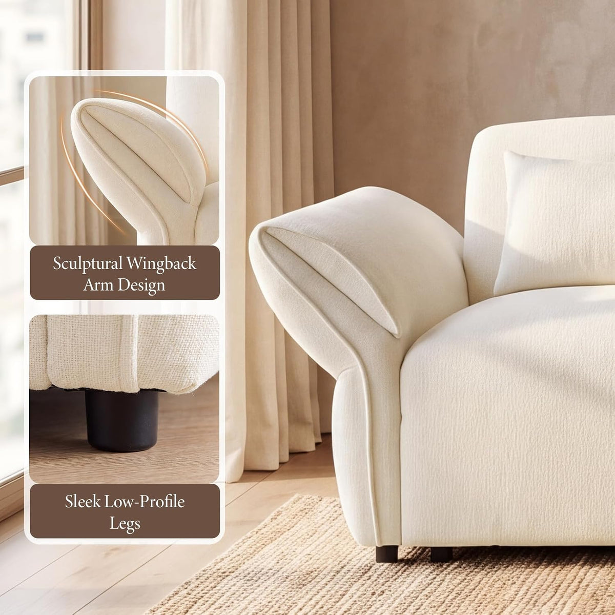 Chenille Modular Sectional Sofa with Deep Seats and Ottoman