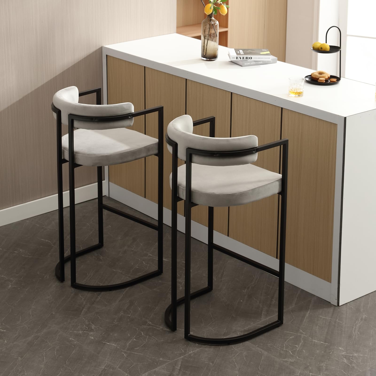ROCITY 26"H Black Legs Counter Stools Set of 2 - X323CS