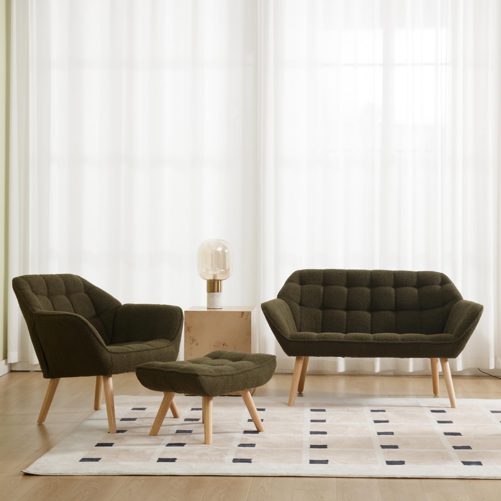 ROCITY 48" Modern Velvet Small Loveseat Sofa - 8904AC