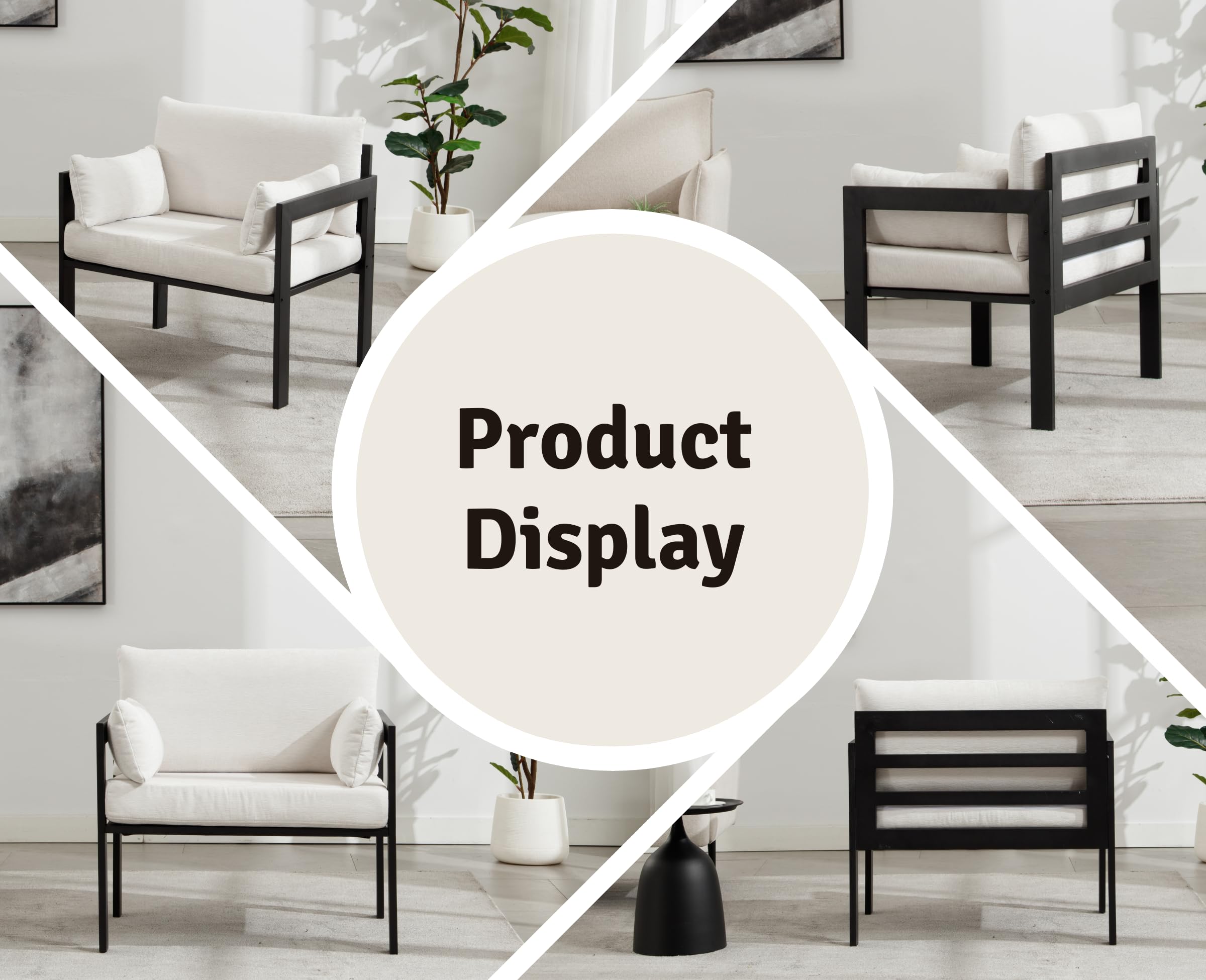 EALSON Modern Fabric White Sofa 1 PCS - 2010SF