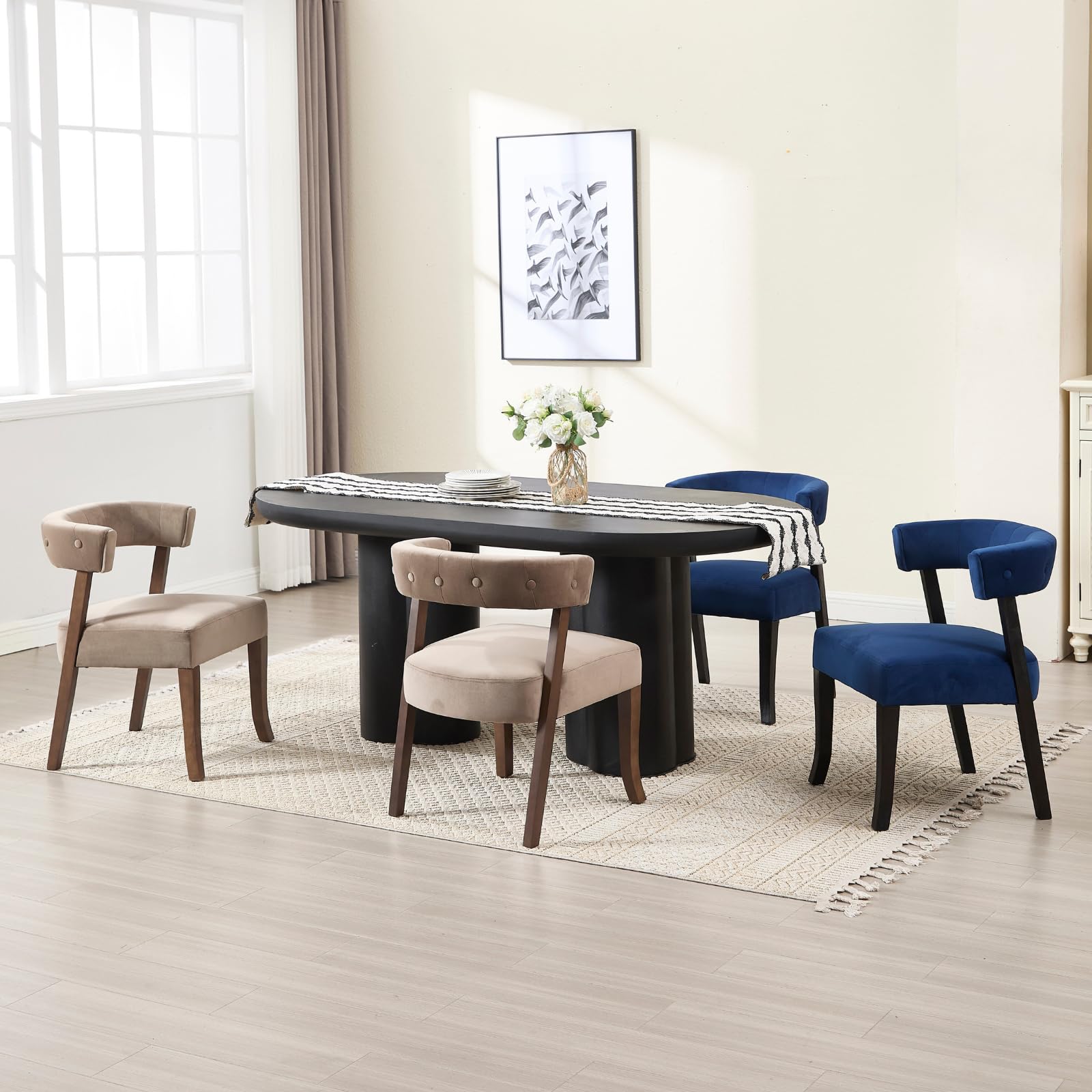 VESCASA Armless Curved Back Dining Chairs Set of 2 - 10041DC