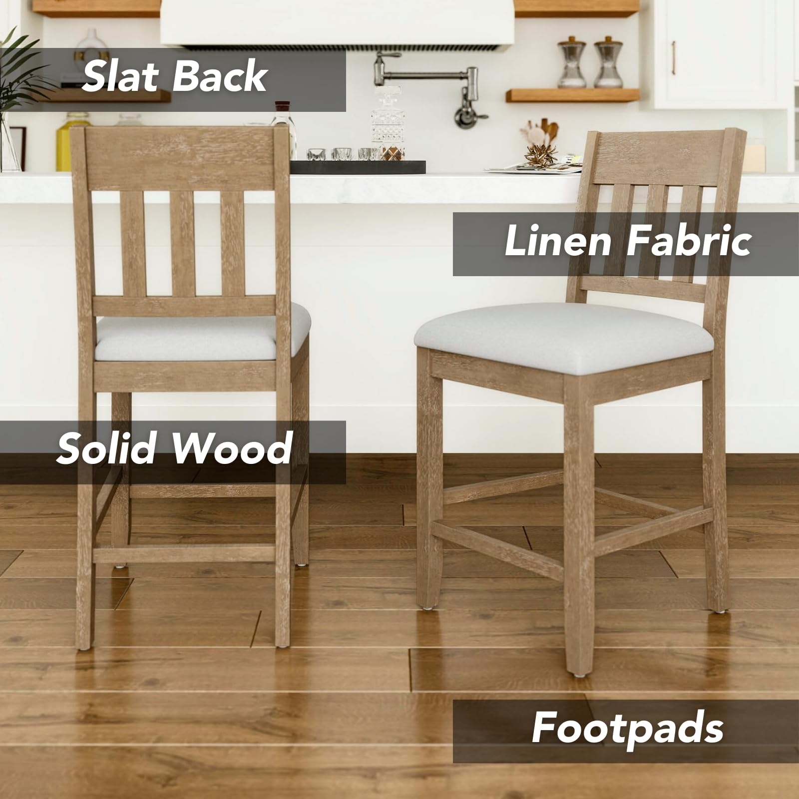 Janoray 25”H Wood Armless Counter Stools Set of 2 - 2108CS