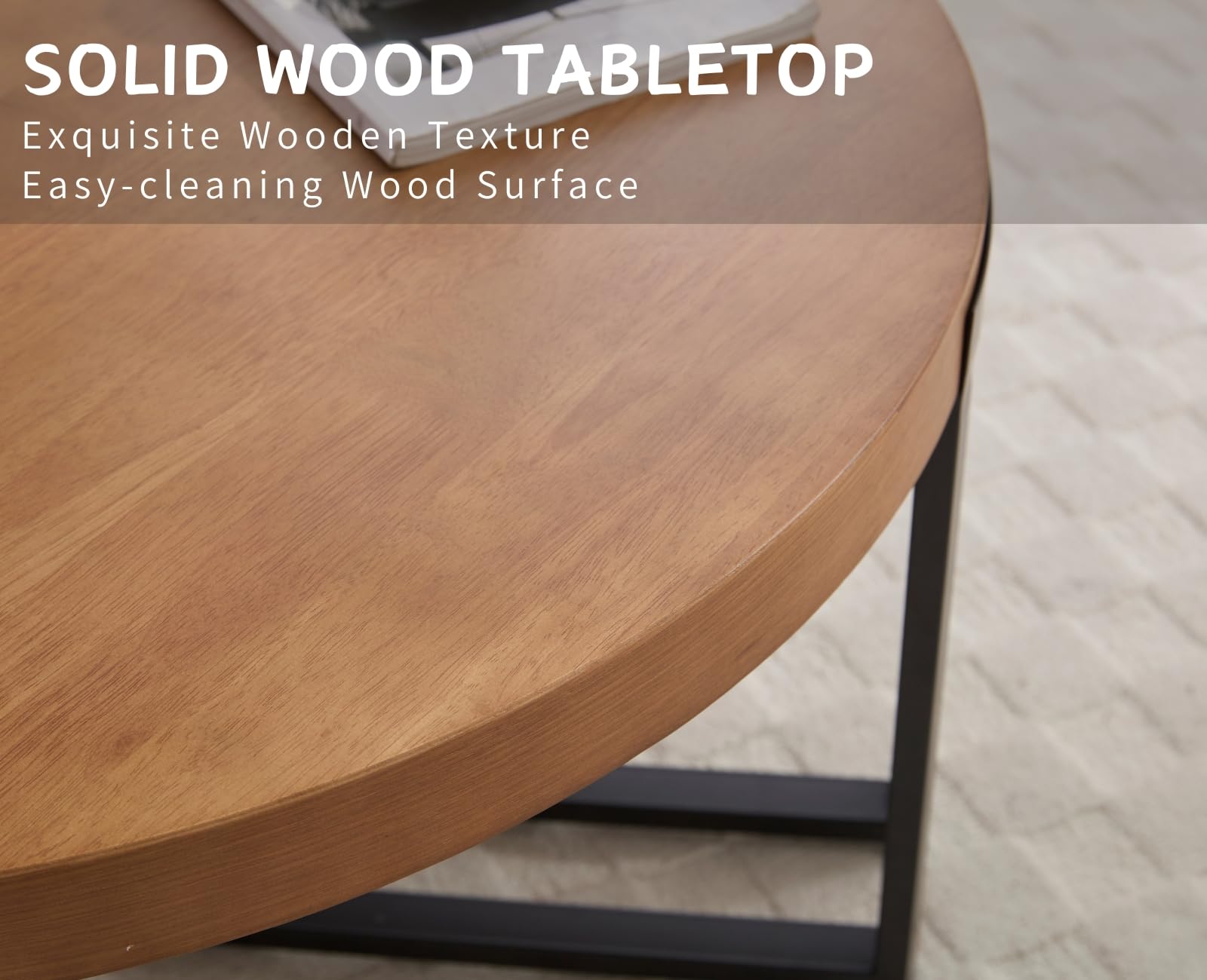 ROCITY 31.5'' Round Natural Wooden Small Circle Coffee Table - 22743