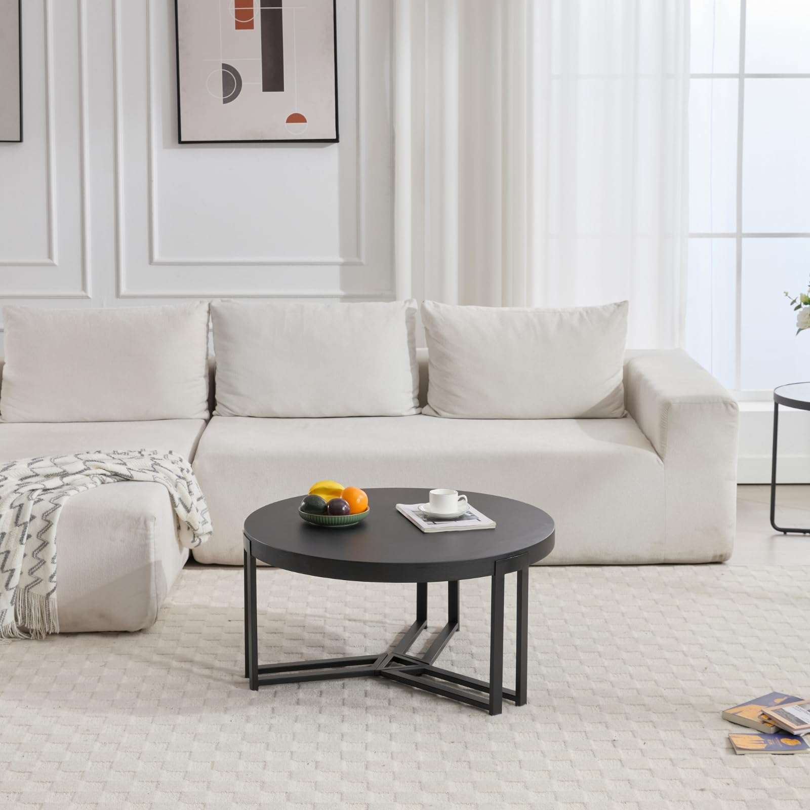 ROCITY 31.5'' Round Natural Wooden Small Circle Coffee Table - 22743