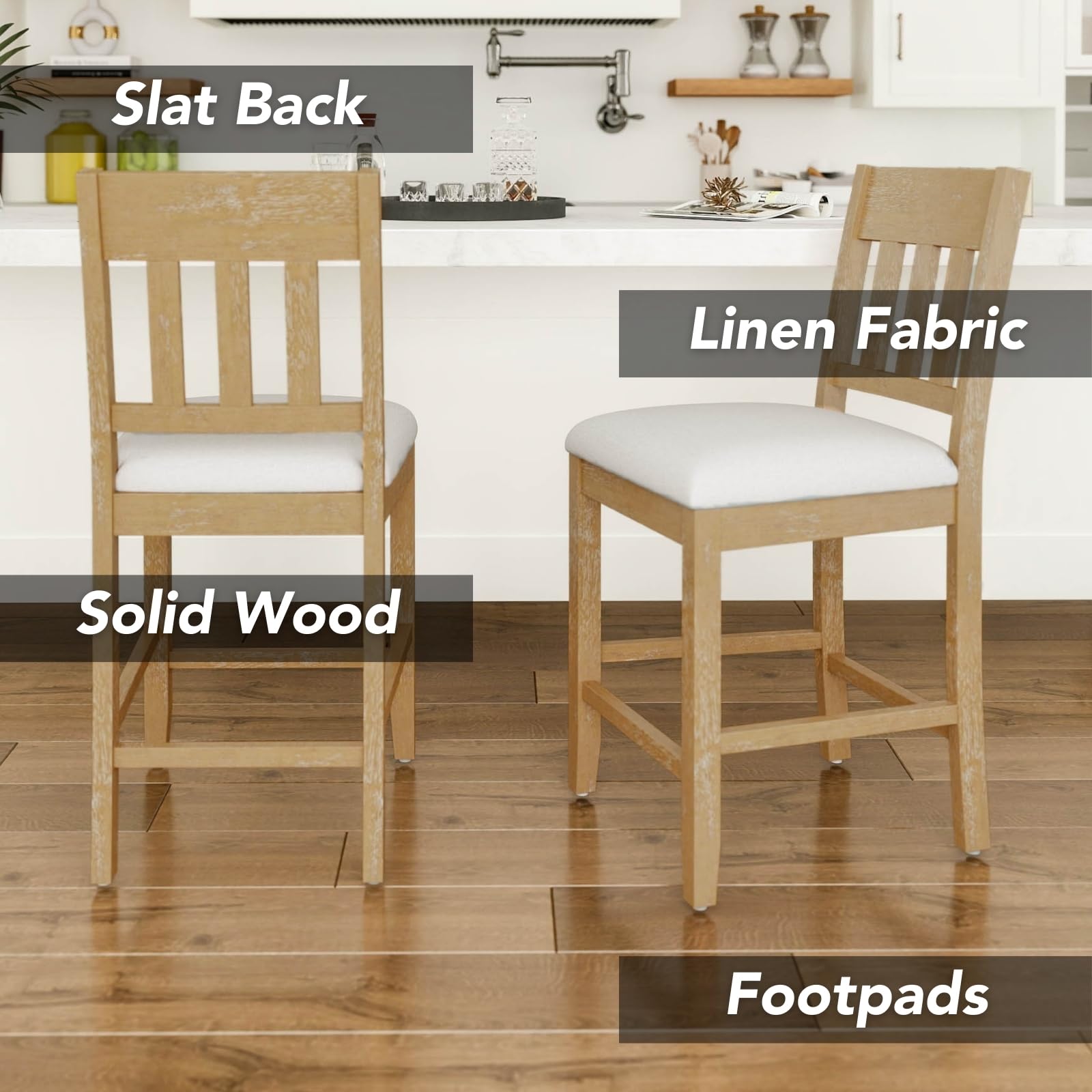 Janoray 25”H Wood Armless Counter Stools Set of 2 - 2108CS