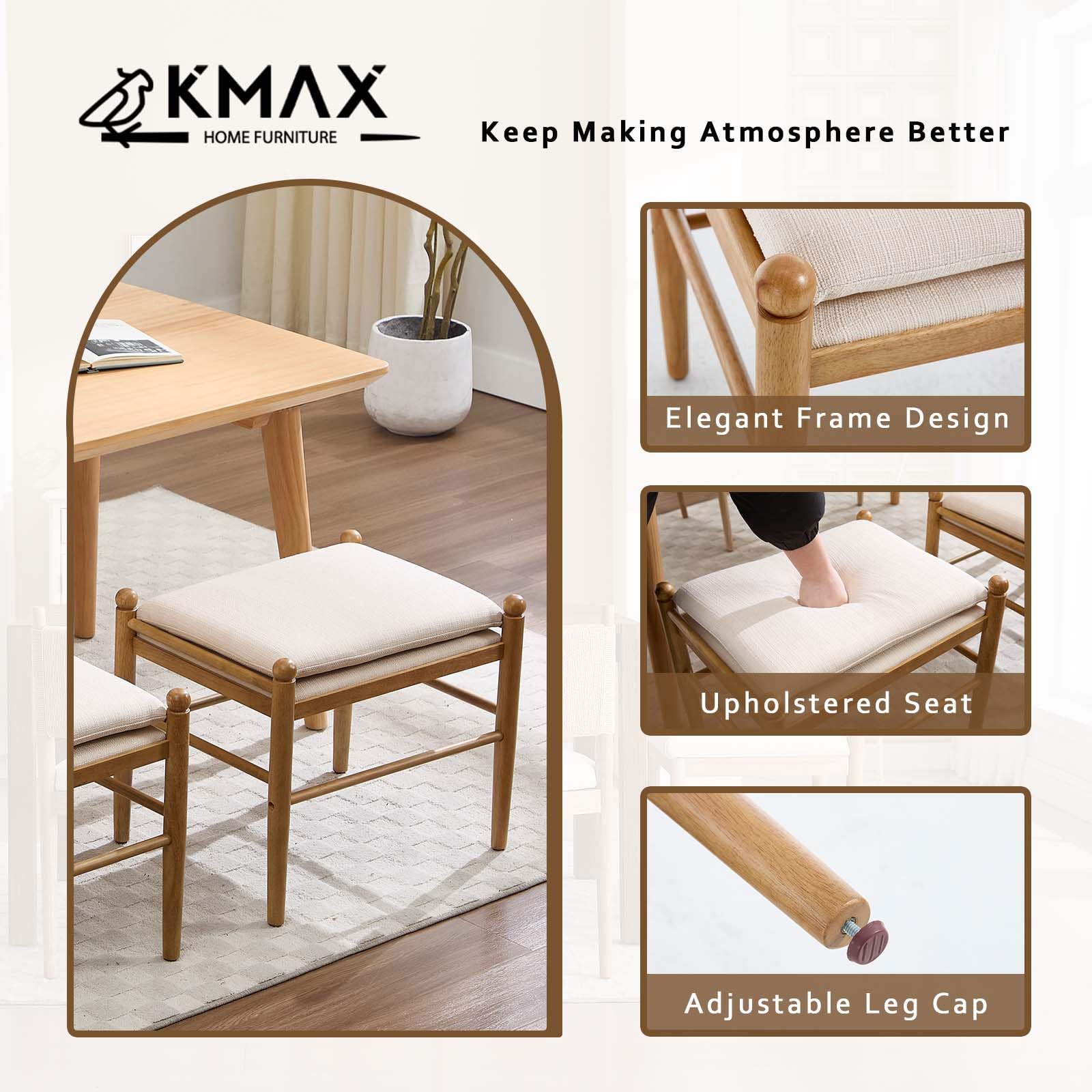 Kmax 19 Inch Backless Ottoman 1 PCS - XX002OT