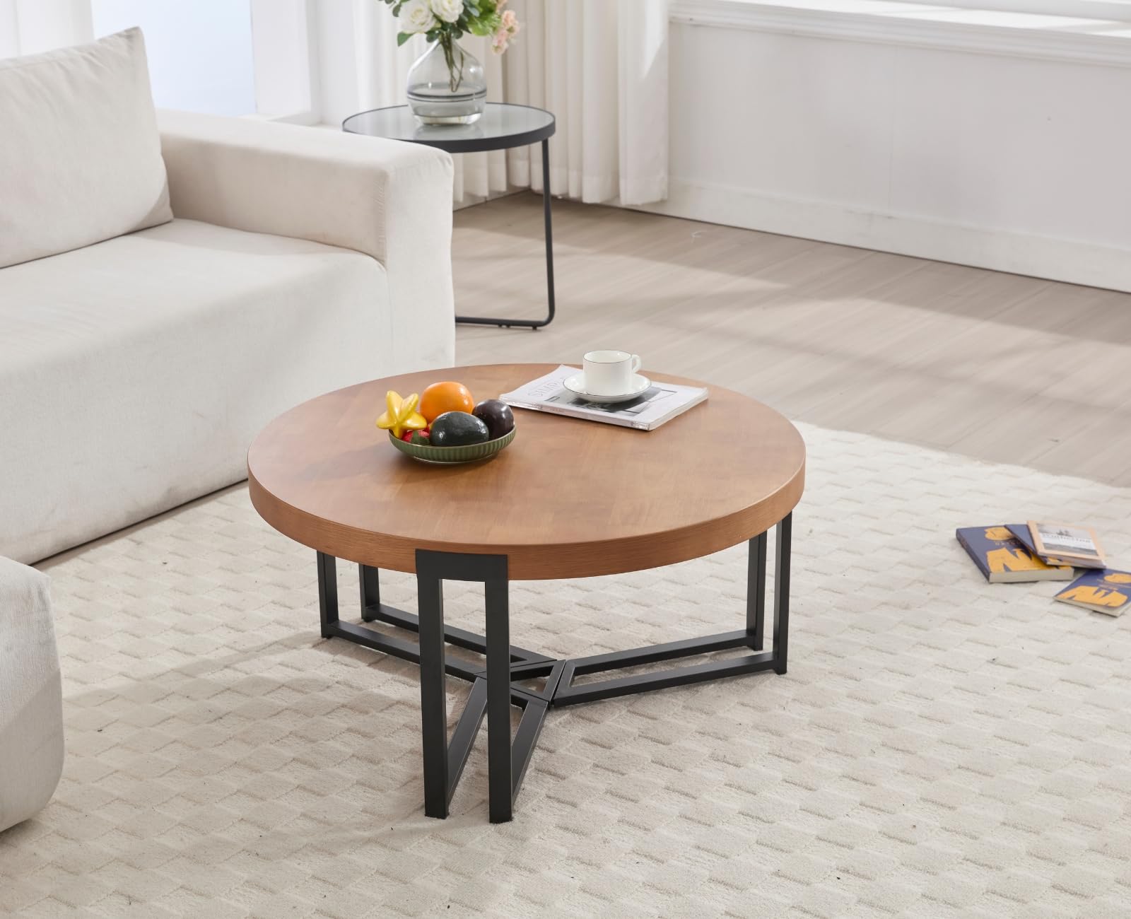 ROCITY 31.5'' Round Natural Wooden Small Circle Coffee Table - 22743