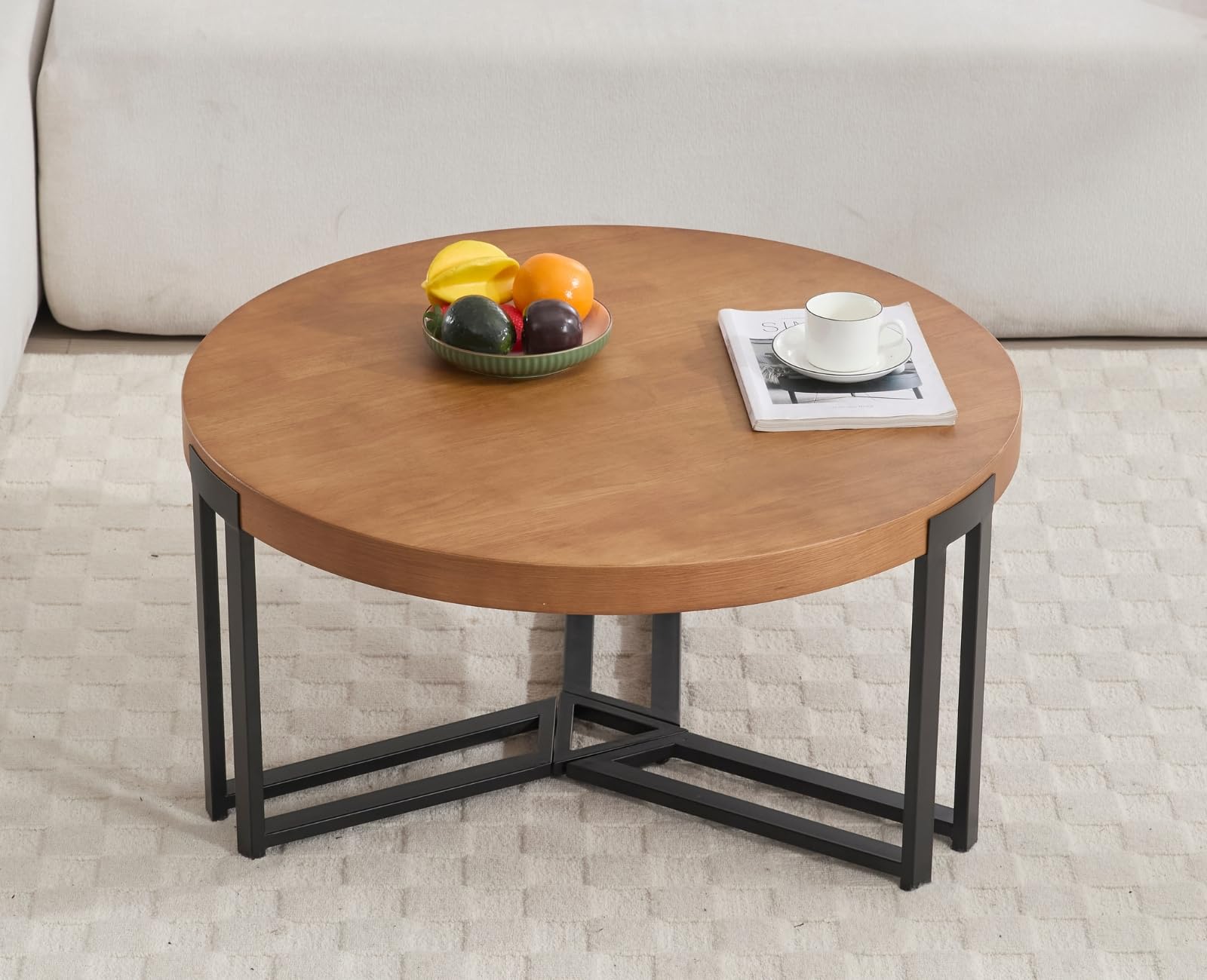 ROCITY 31.5'' Round Natural Wooden Small Circle Coffee Table - 22743