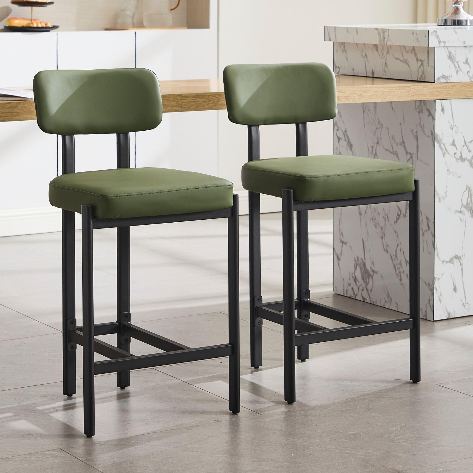 VESCASA 26"H Leather Counter Stools stools  Set of 2 - 24807CS