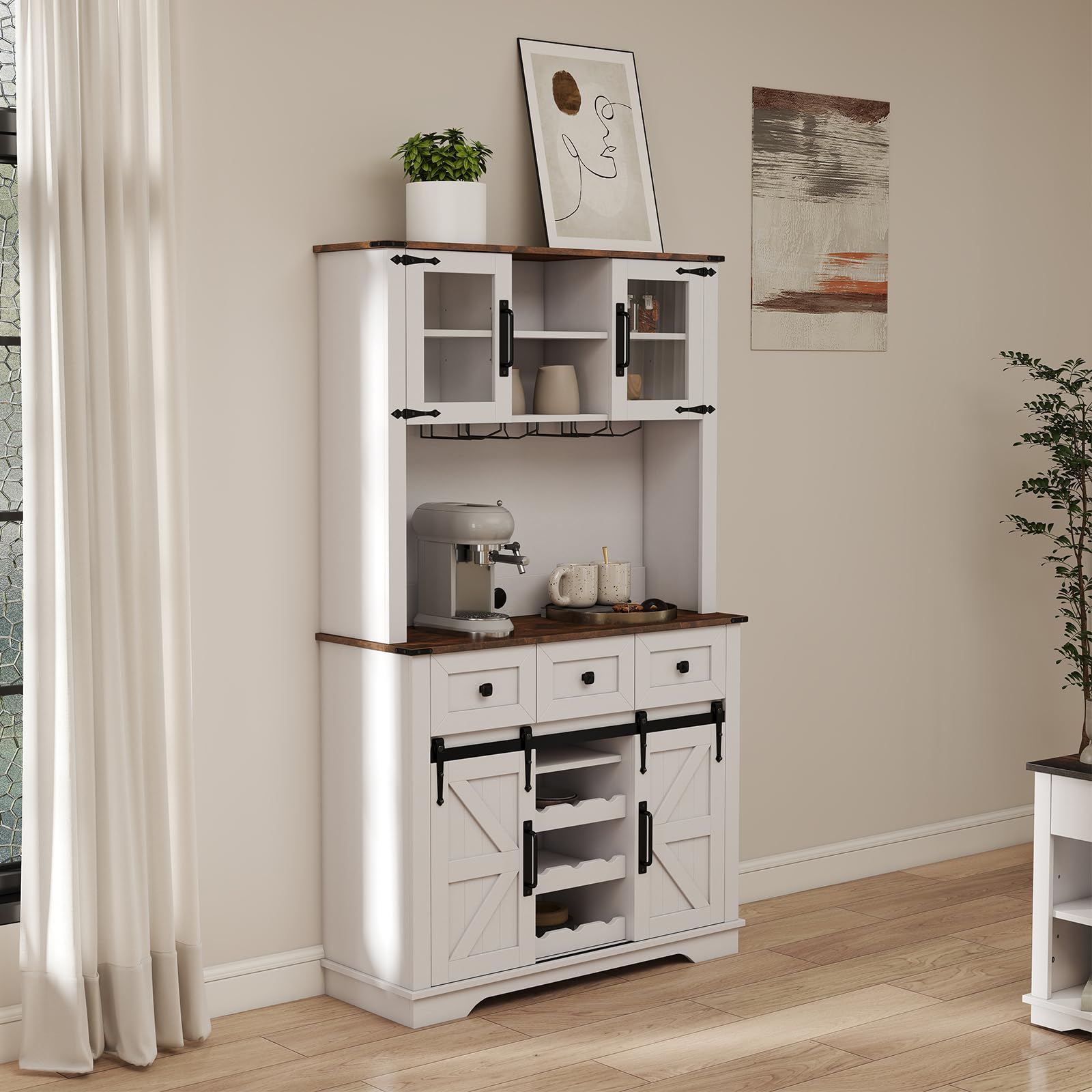Kmax Farmhouse Coffee Bar Wine Cabinet - X158CB