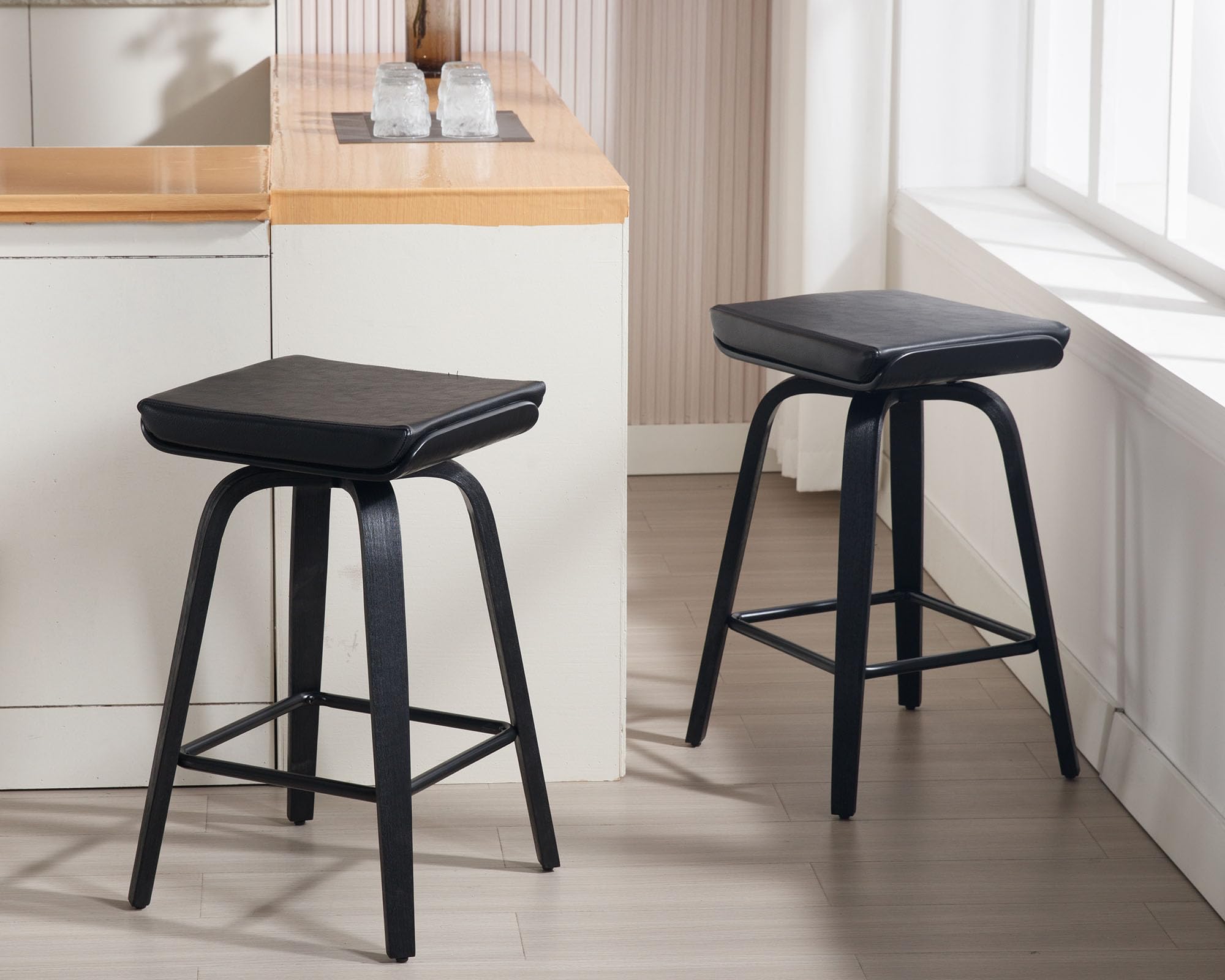 VESCASA 26" Backless Swivel Counter Stools Set of 2 - 1710CS