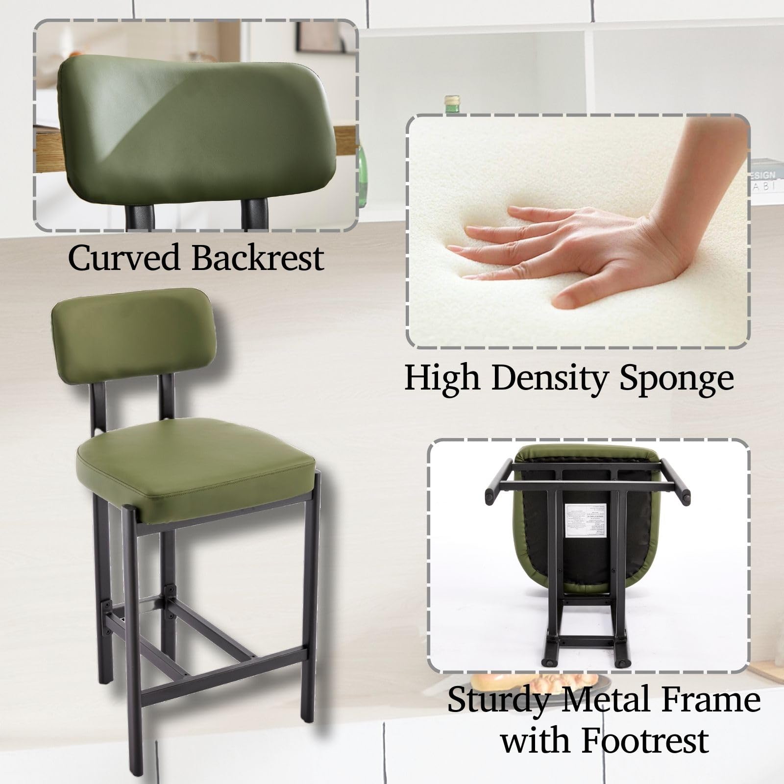 VESCASA 26"H Leather Counter Stools stools  Set of 2 - 24807CS