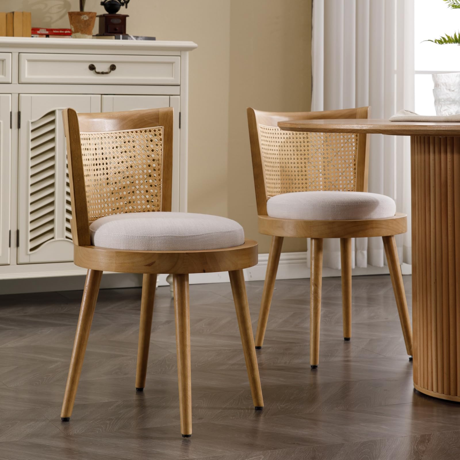 Kmax Linen Rattan Dining Chairs Set of 2 - 10042DC