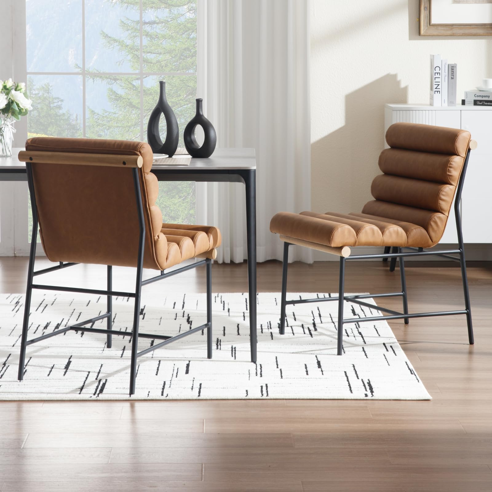 Chairs around a table in a bright room