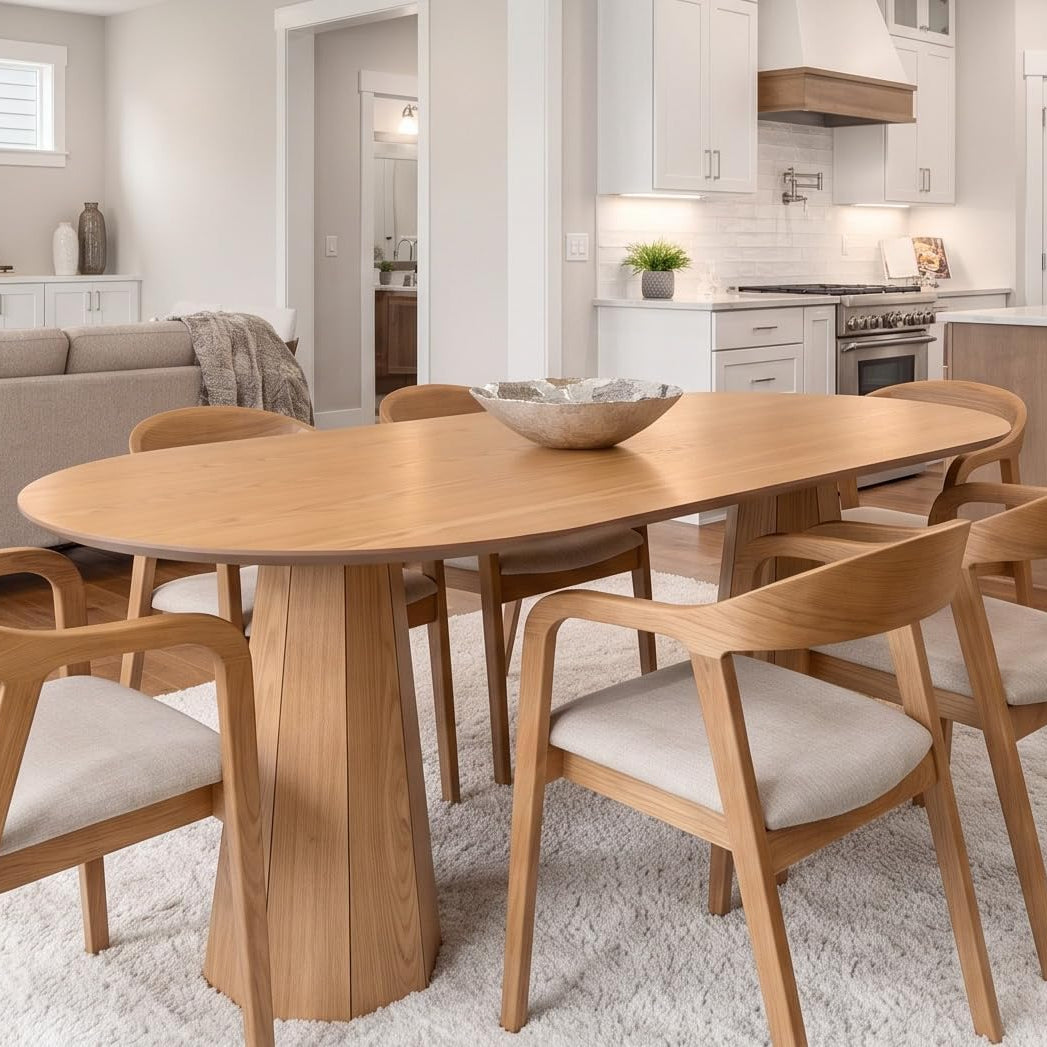 71" Oval Farmhouse Pedestal Dining Table for 6-8