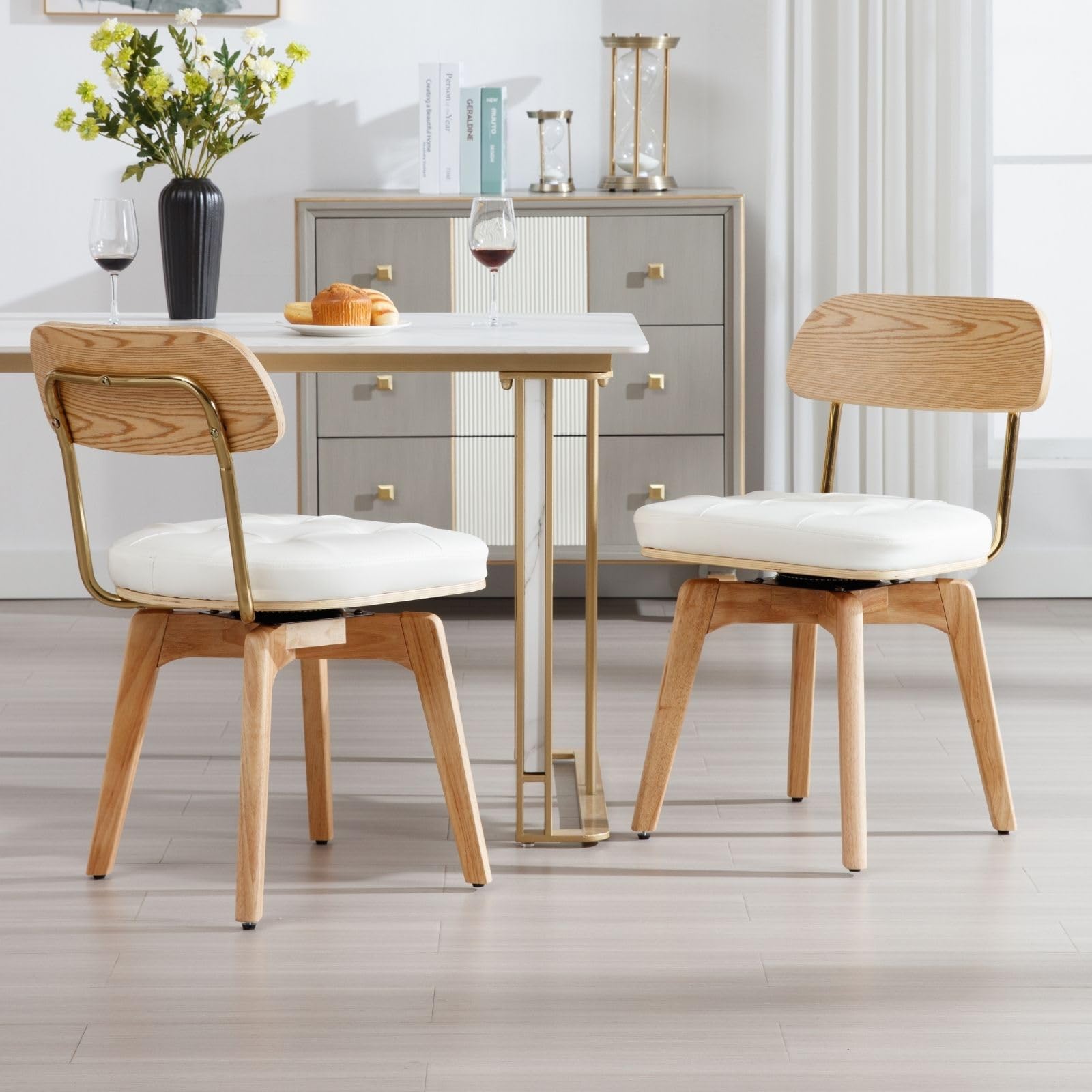 EALSON Leather Swivel Dining Chairs Set of 2 - 6072DC