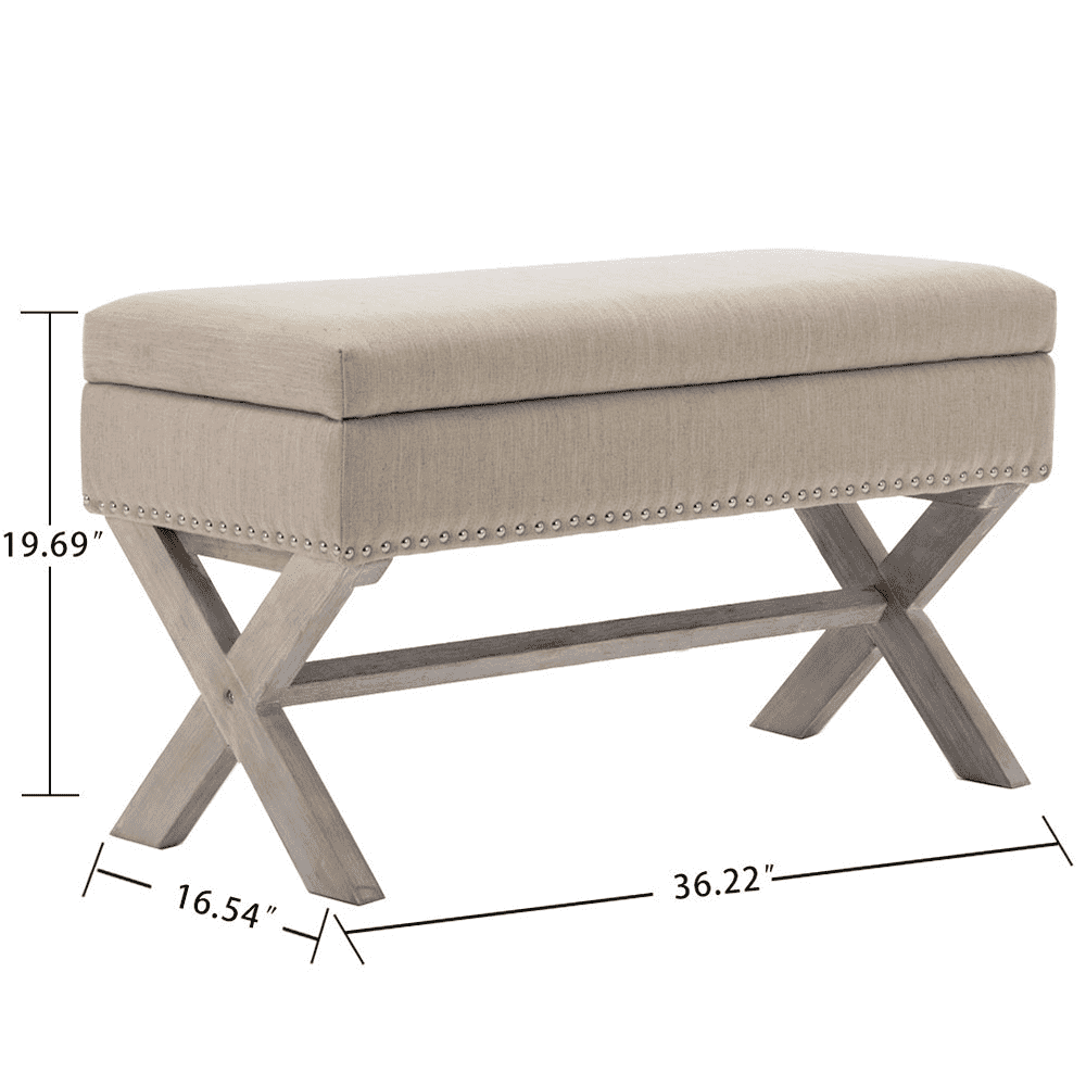 Kmax Fabric Storage Upholstered Entryway Bench - 7868BH