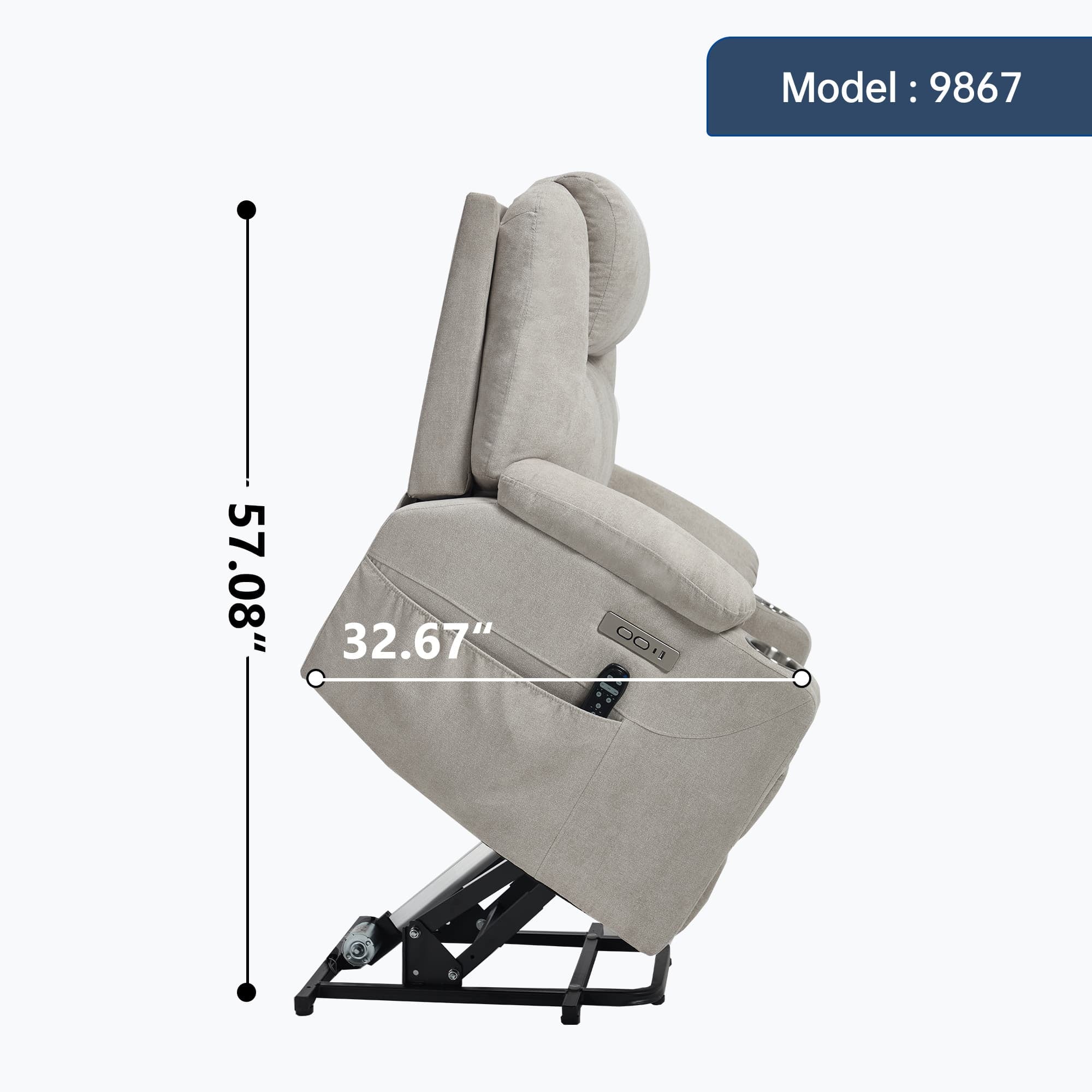 Power Lift Electric Massage Heat USB Recliner Chair