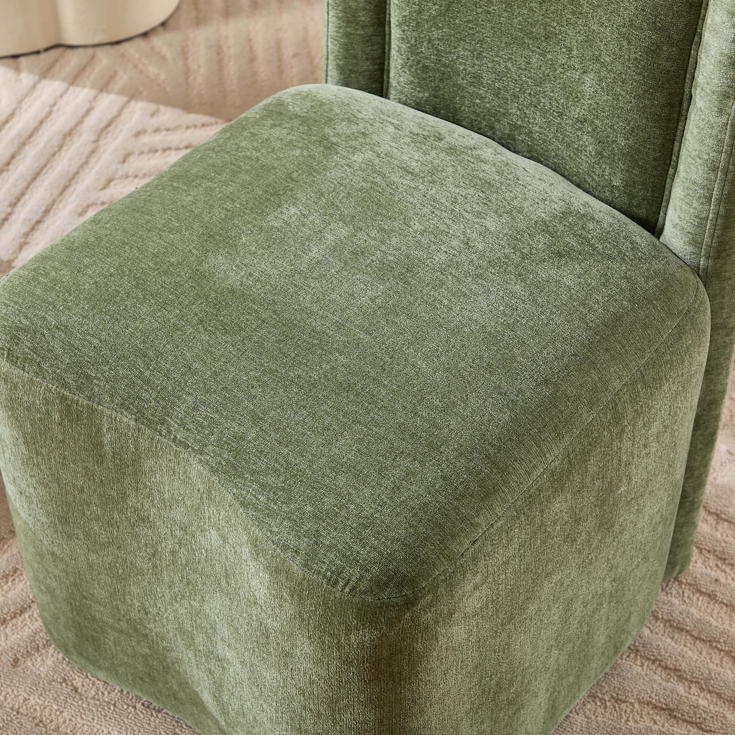 Close-up of green seat cushion texture