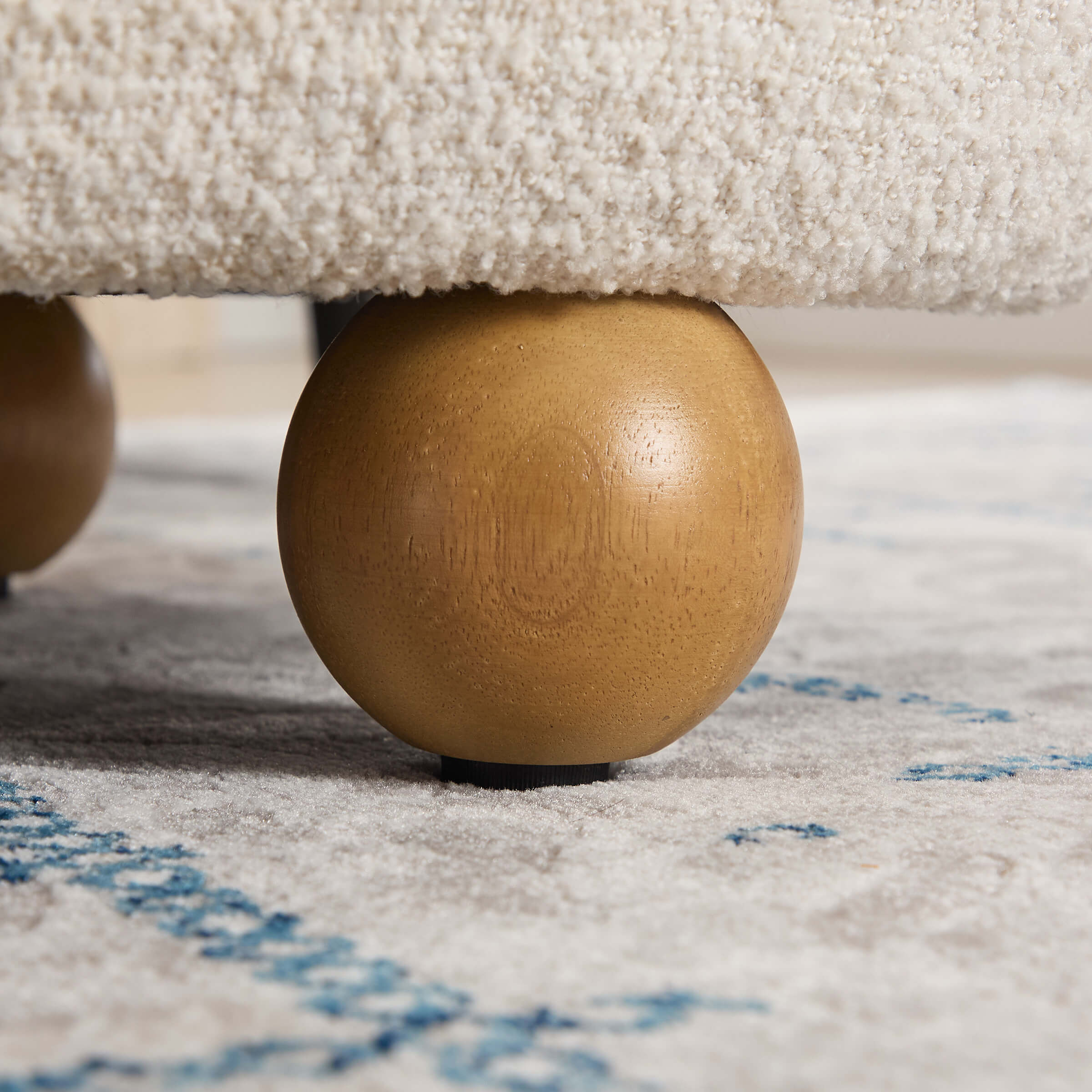 Ottoman Bench with Round Solid Wood Legs-2685BH