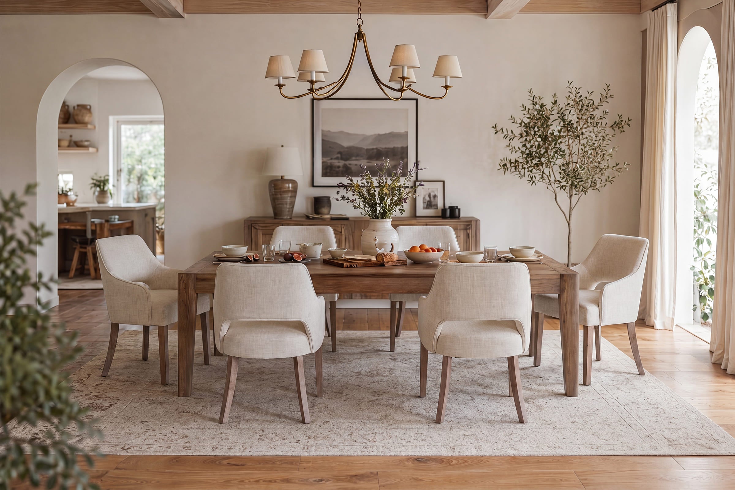 Cutout Back Upholstered Dining Armchair Set of 2 - 7550