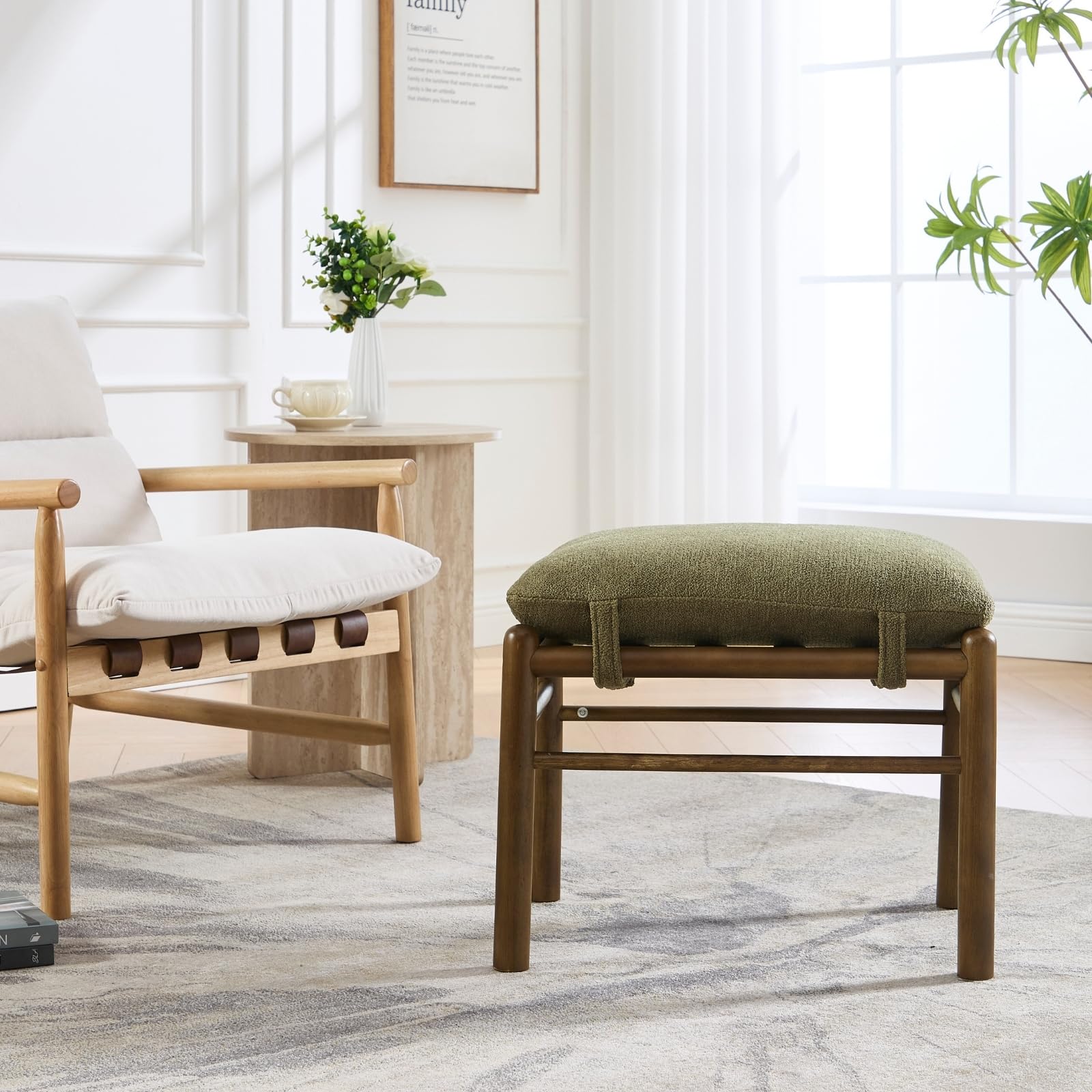 Janoray Wood Footstool Ottoman 1 PCS - 0100OT