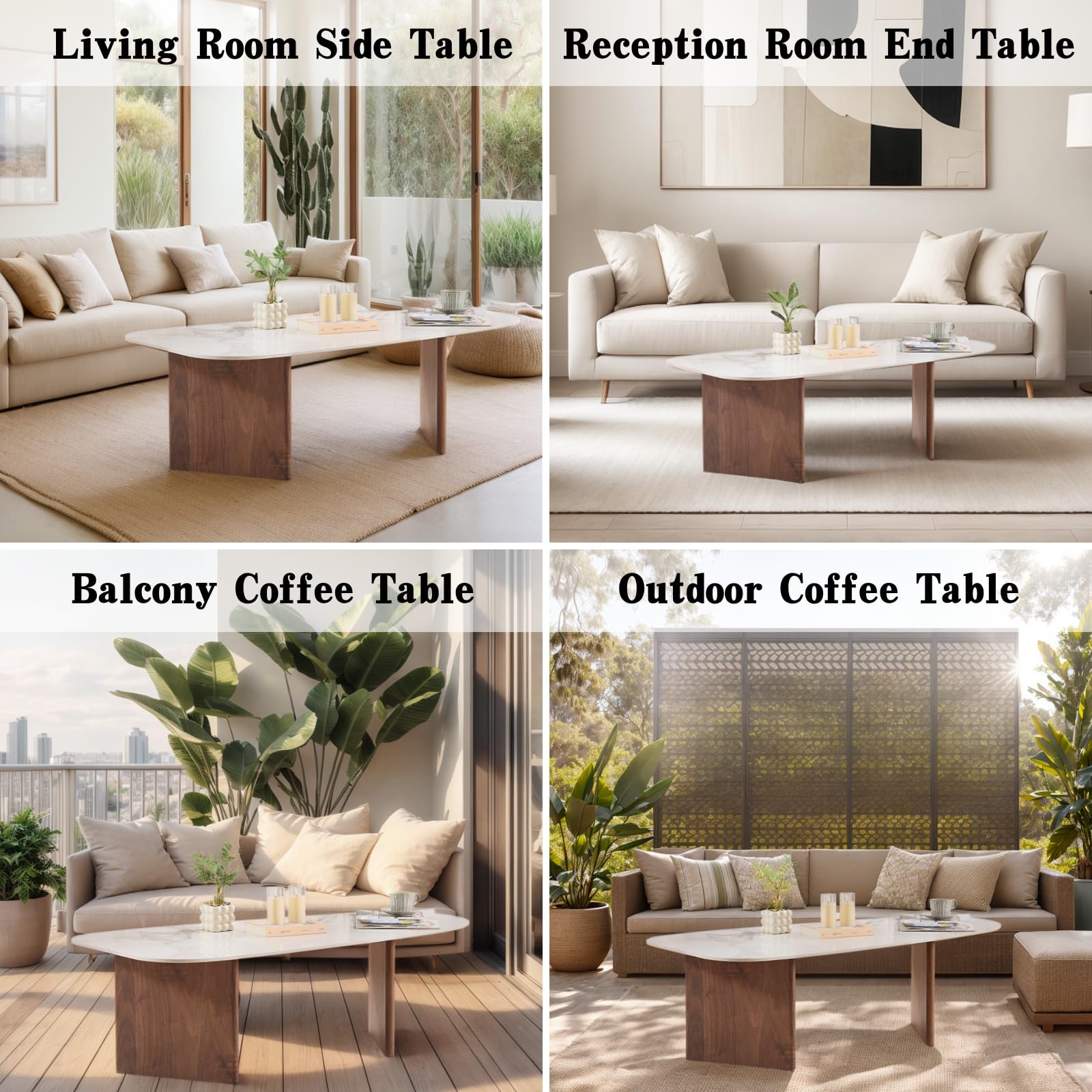 ROCITY Solid Wood Irregular-Shaped Coffee Table - XX150CT