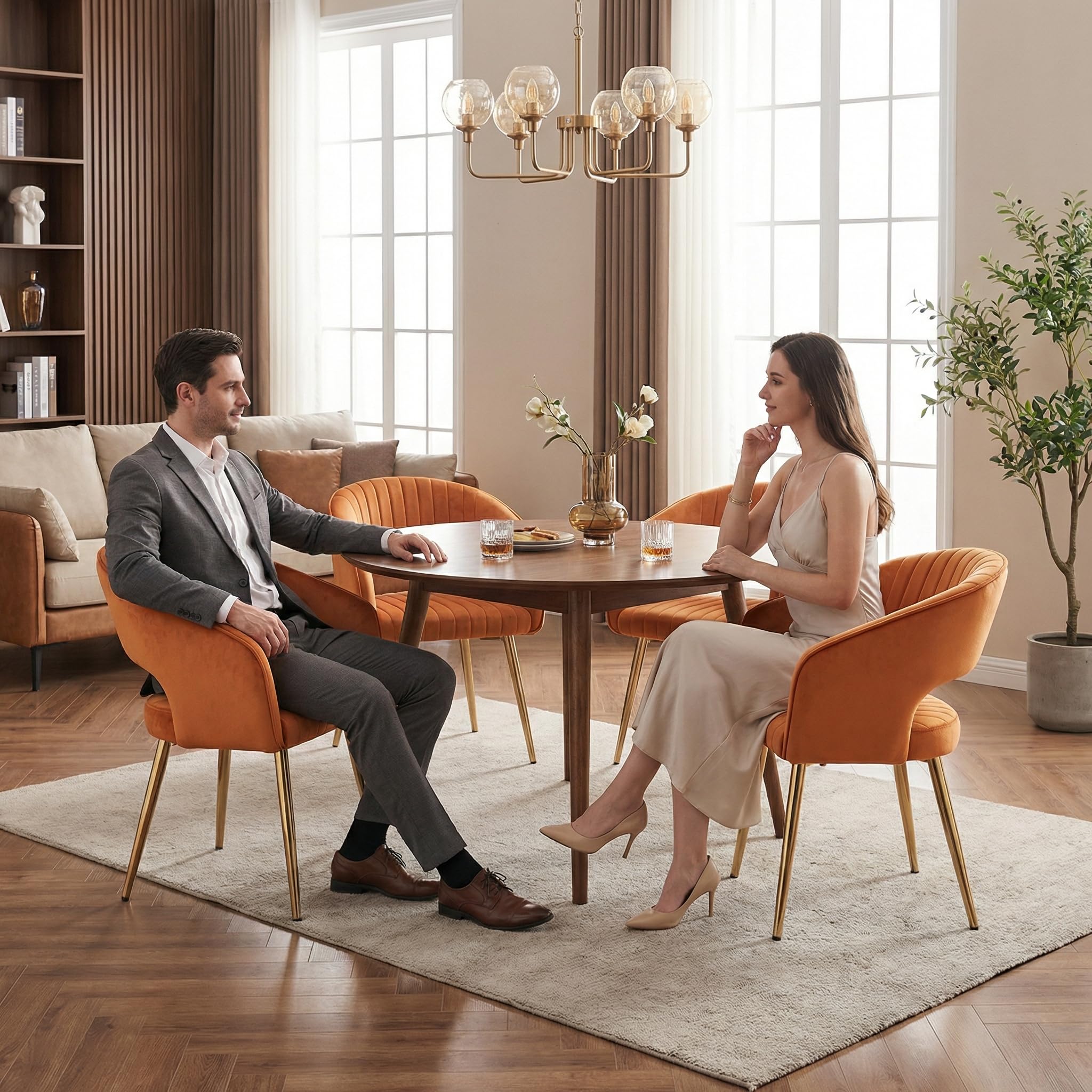 Hollow Back Modern Dining Chairs Set of 2 - 3059DC