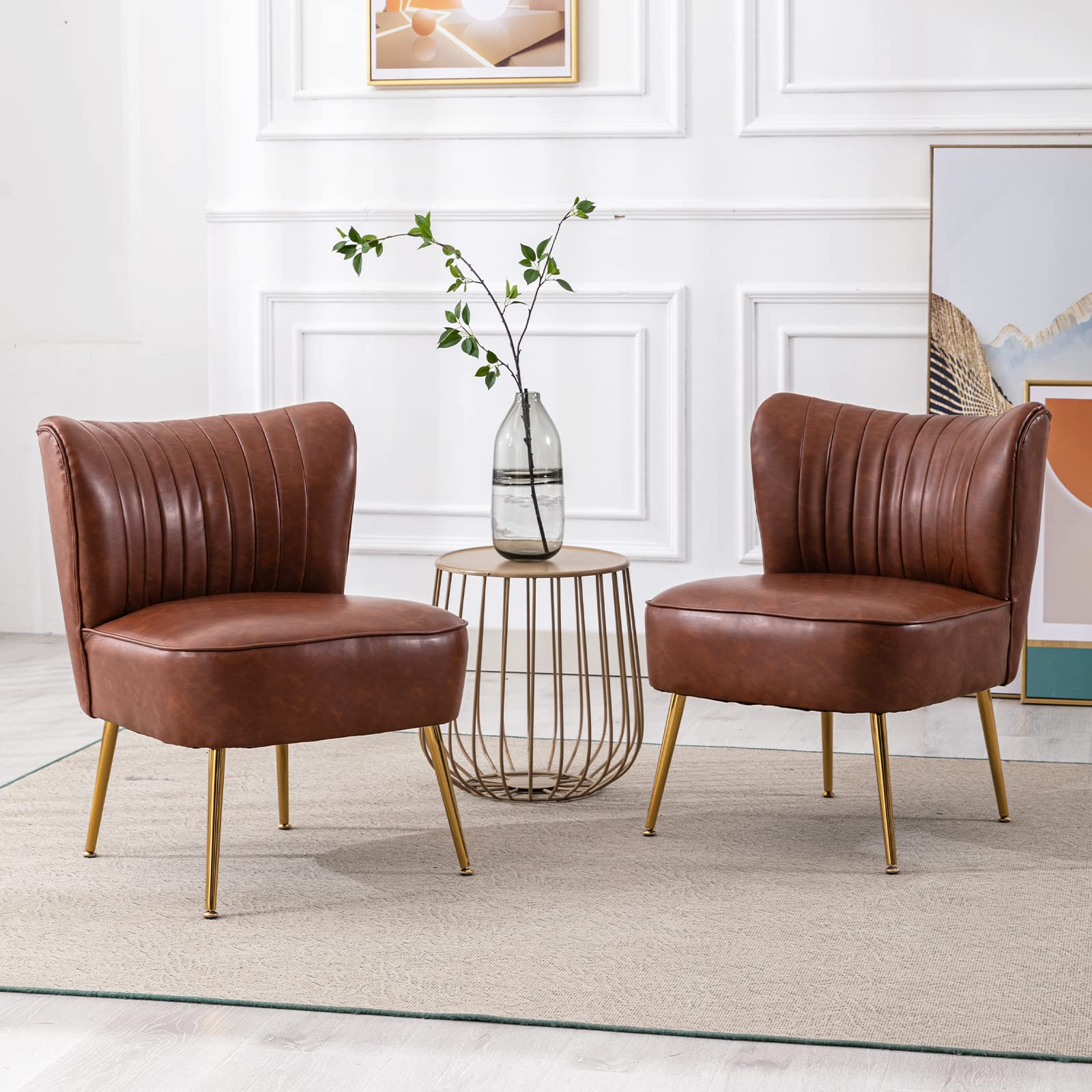 CHICAURA Mid Century Armless Accent Chair Set of 2 - XXX6AC
