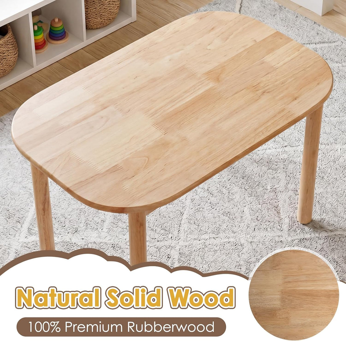 36" Solid Rubberwood Kids Activity Table