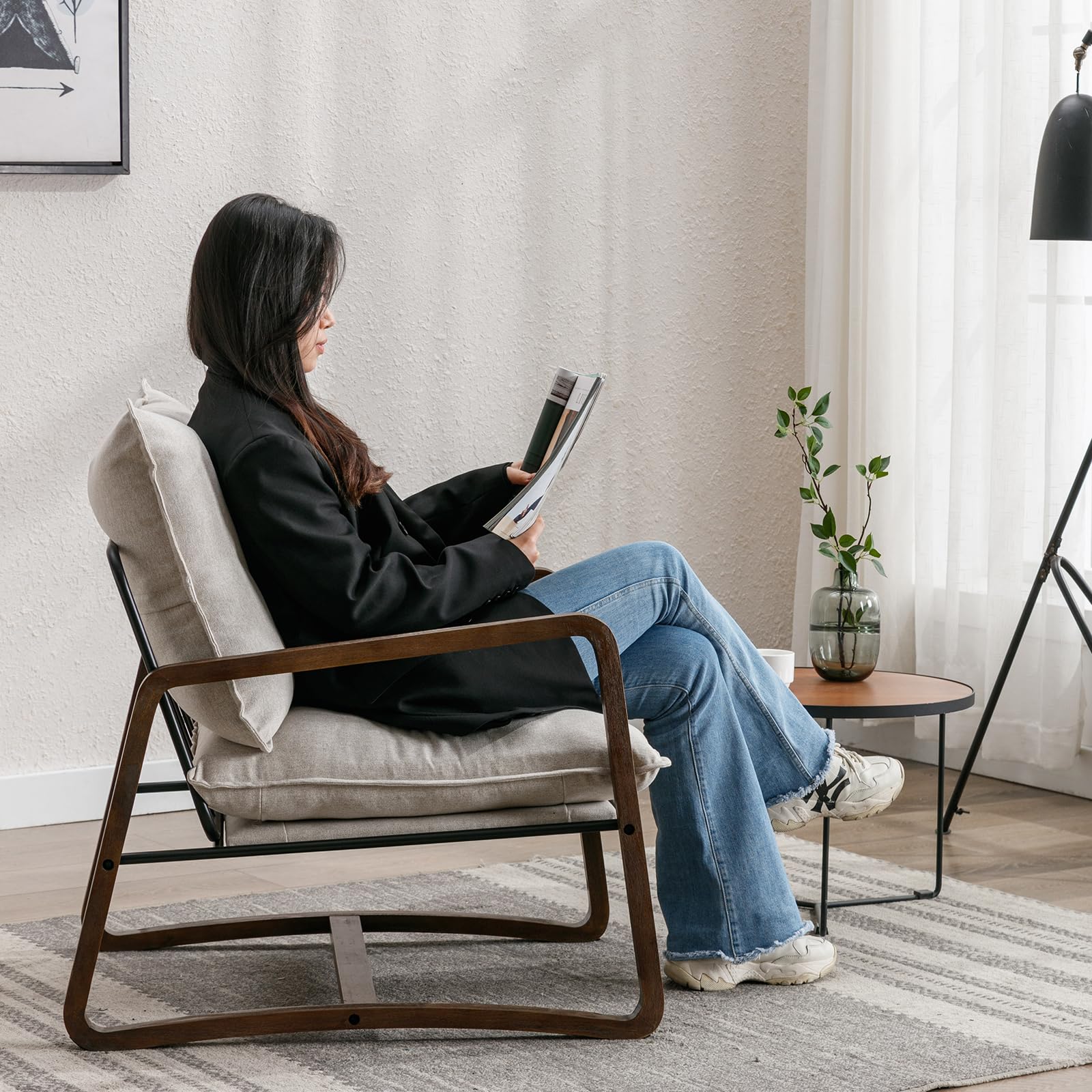 Kmax Mid Century Accent Chair with Detachable Cushion 1 PCS - 3801AC