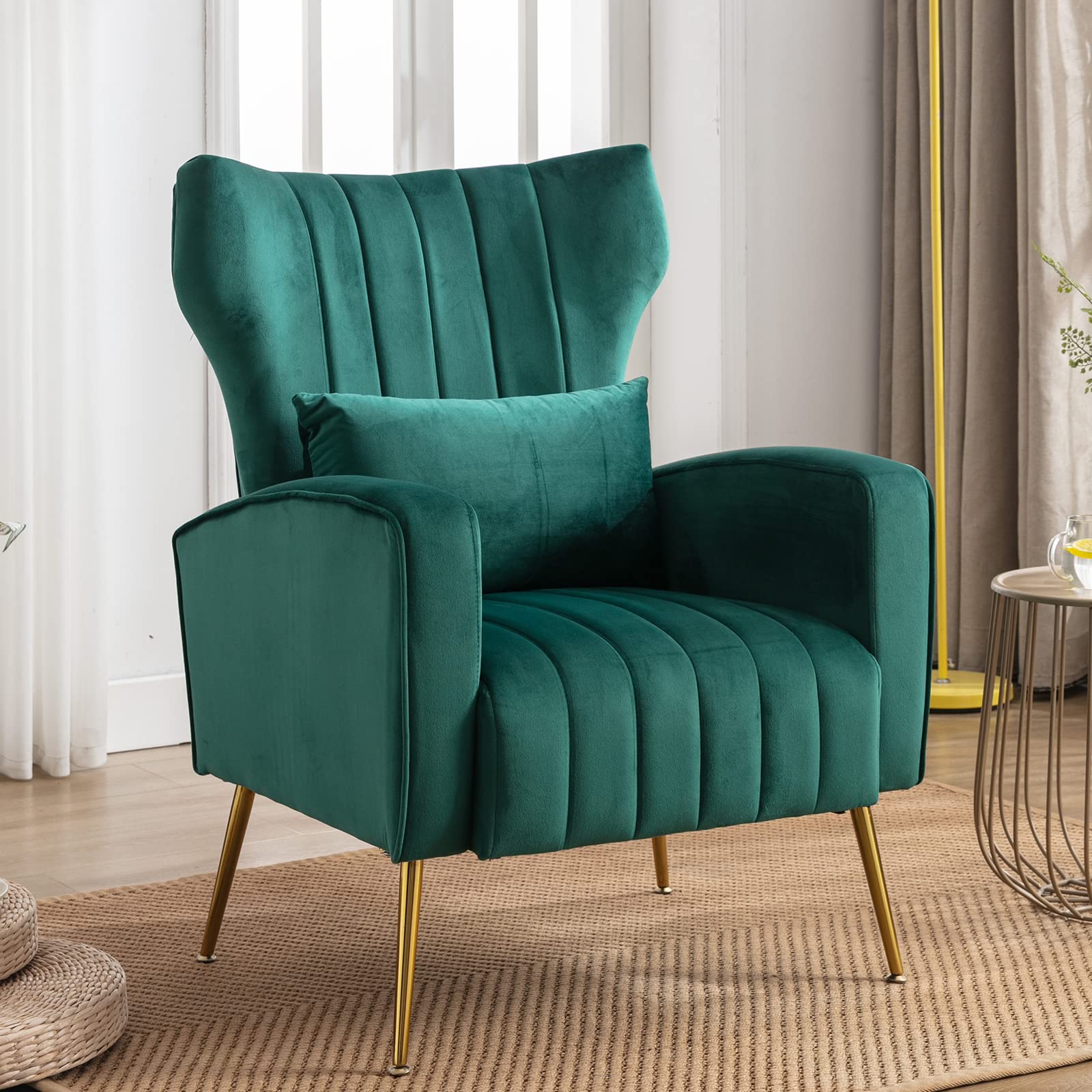 CHICAURA Wing Back Velvet Accent Armchair 1 PCS - XX87AC