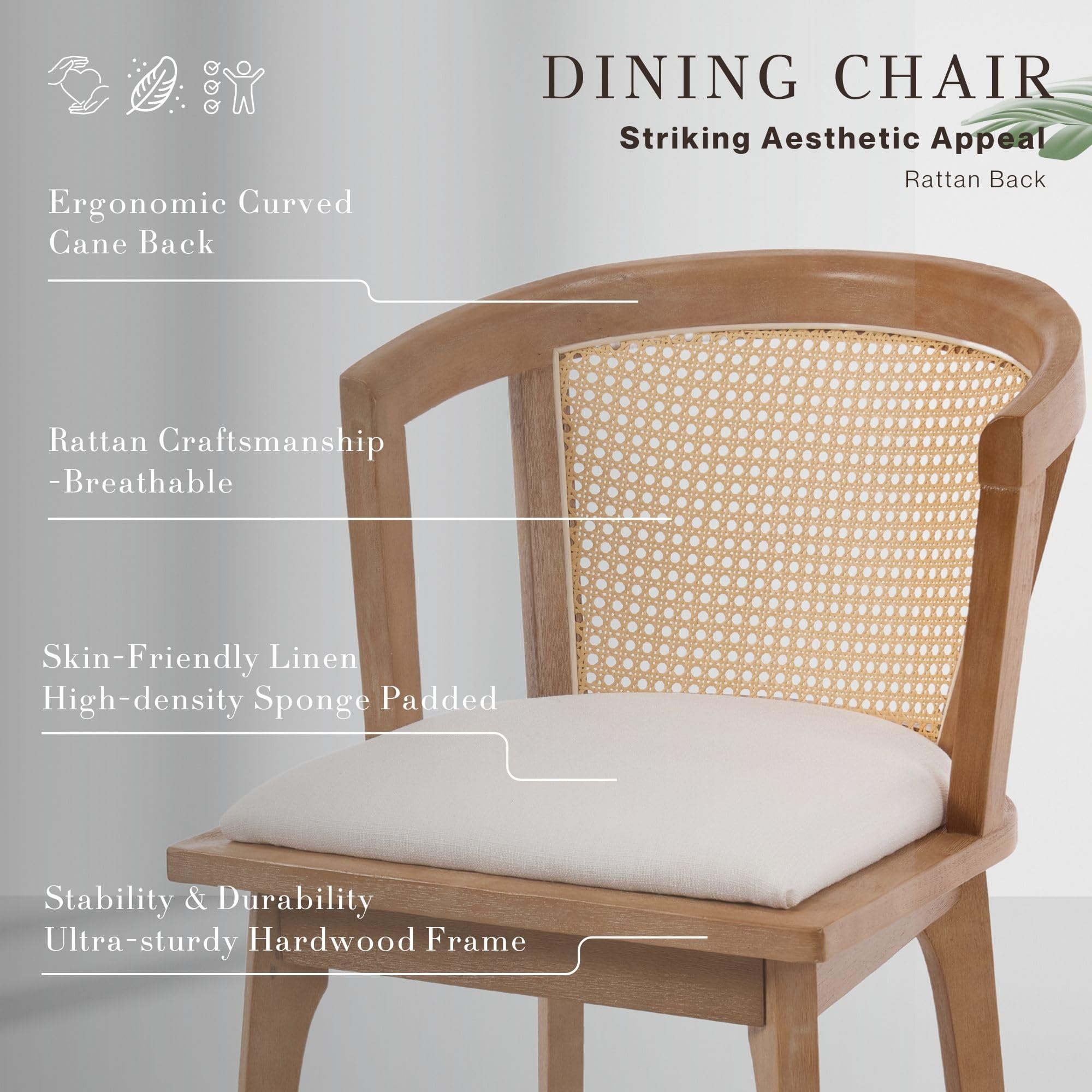 Janoray Dining Chairs with Cane Woven Back Set of 2 - 10085DC